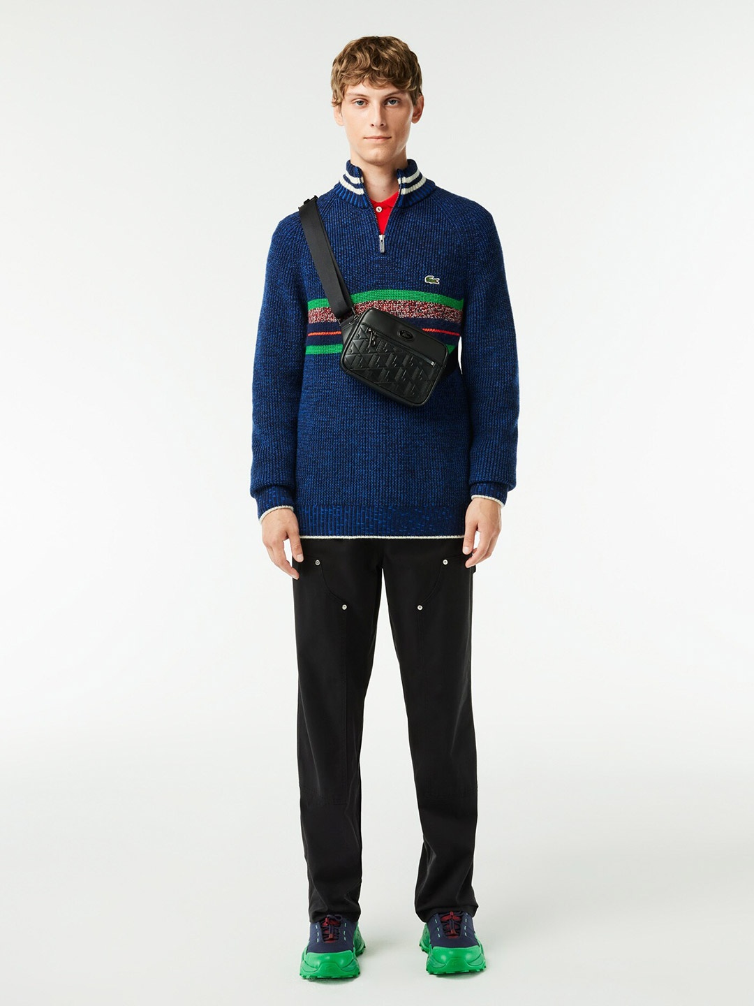 

Lacoste Leather Structured Shoulder Bag, Black