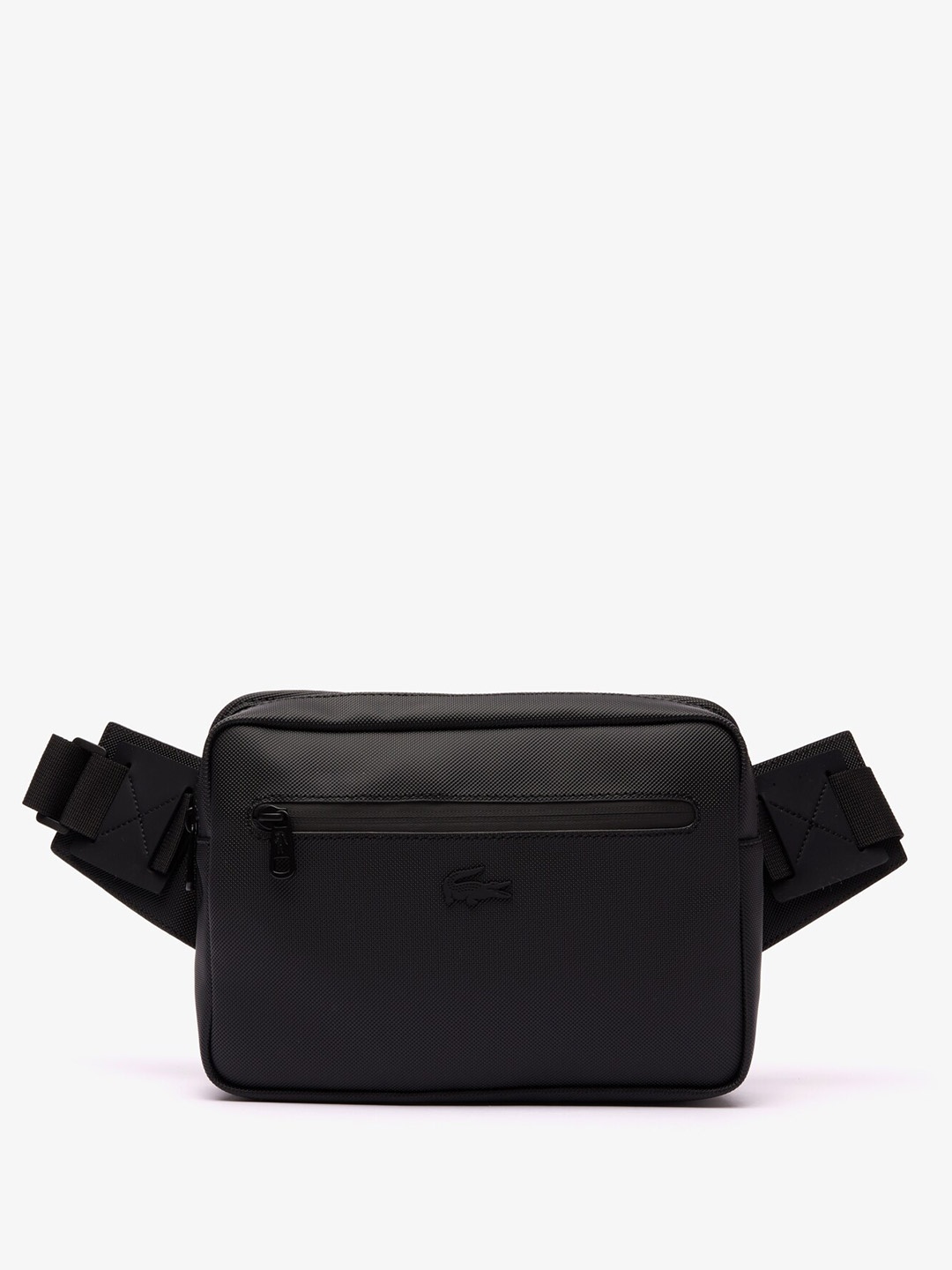 

Lacoste Men Textured Structured Cross Body Bag, Black