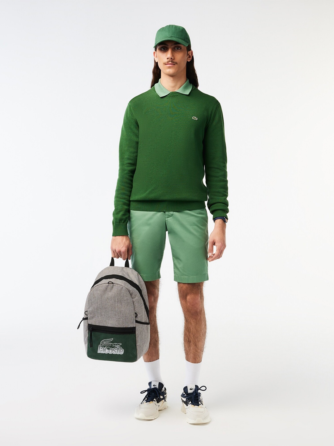 

Lacoste Men Brand Logo Printed Backpack Up to 13 inch, Grey