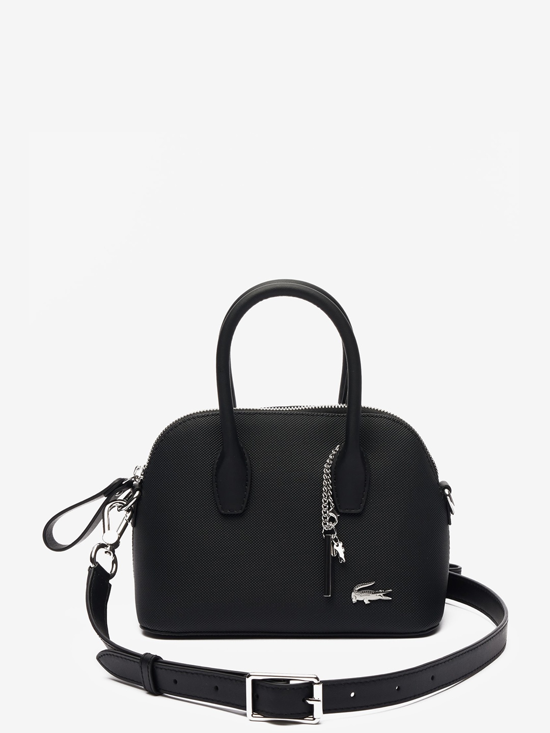 

Lacoste Textured Zip Detail Handheld Bag, Black