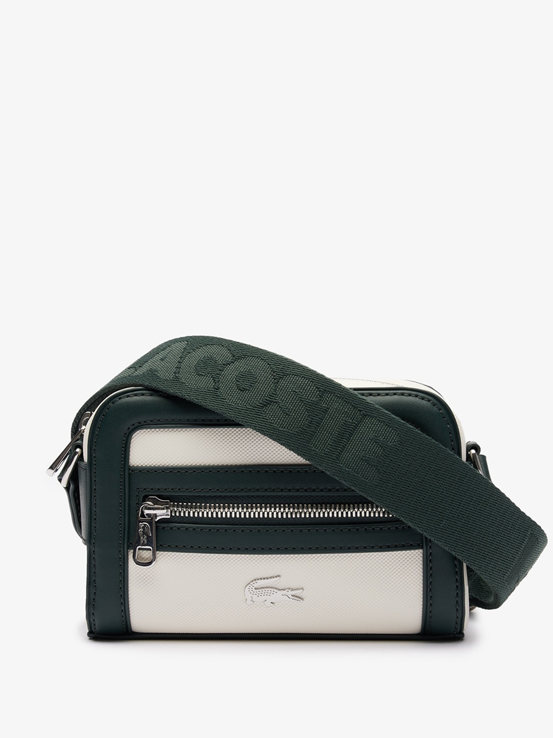 

Lacoste Colourblocked PU Sling Bag, Green