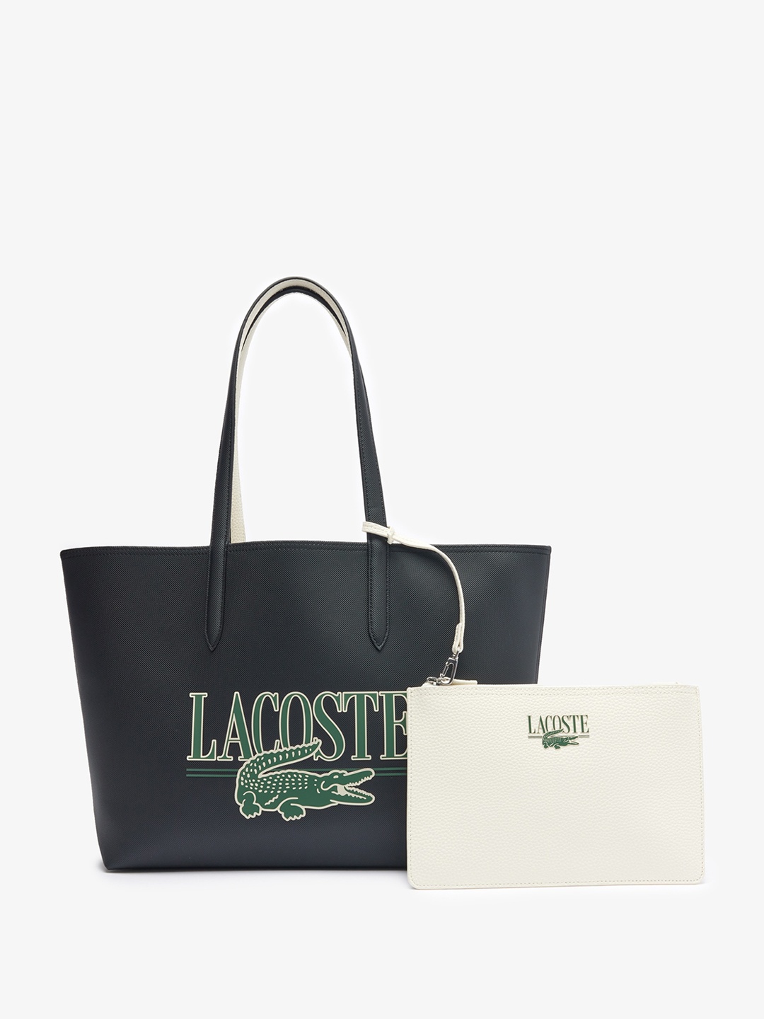 

Lacoste Printed Reversible Shoulder Bag & Pouch, Black