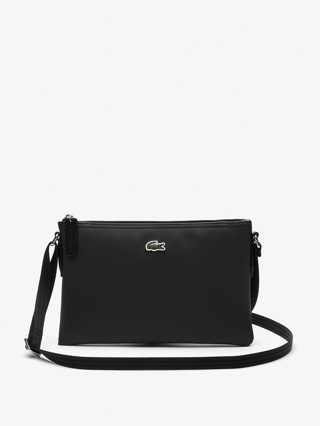 

Lacoste Textured Structured Sling Bag, Black