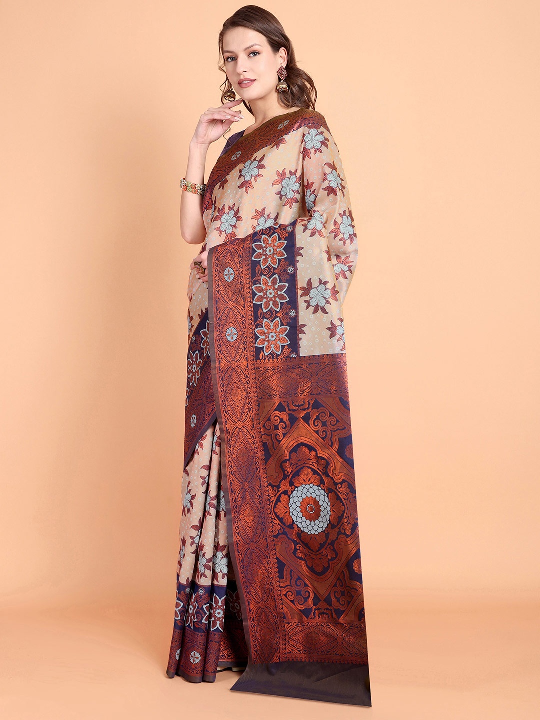 

Taslar Woven Design Silk Cotton Banarasi Saree, Blue