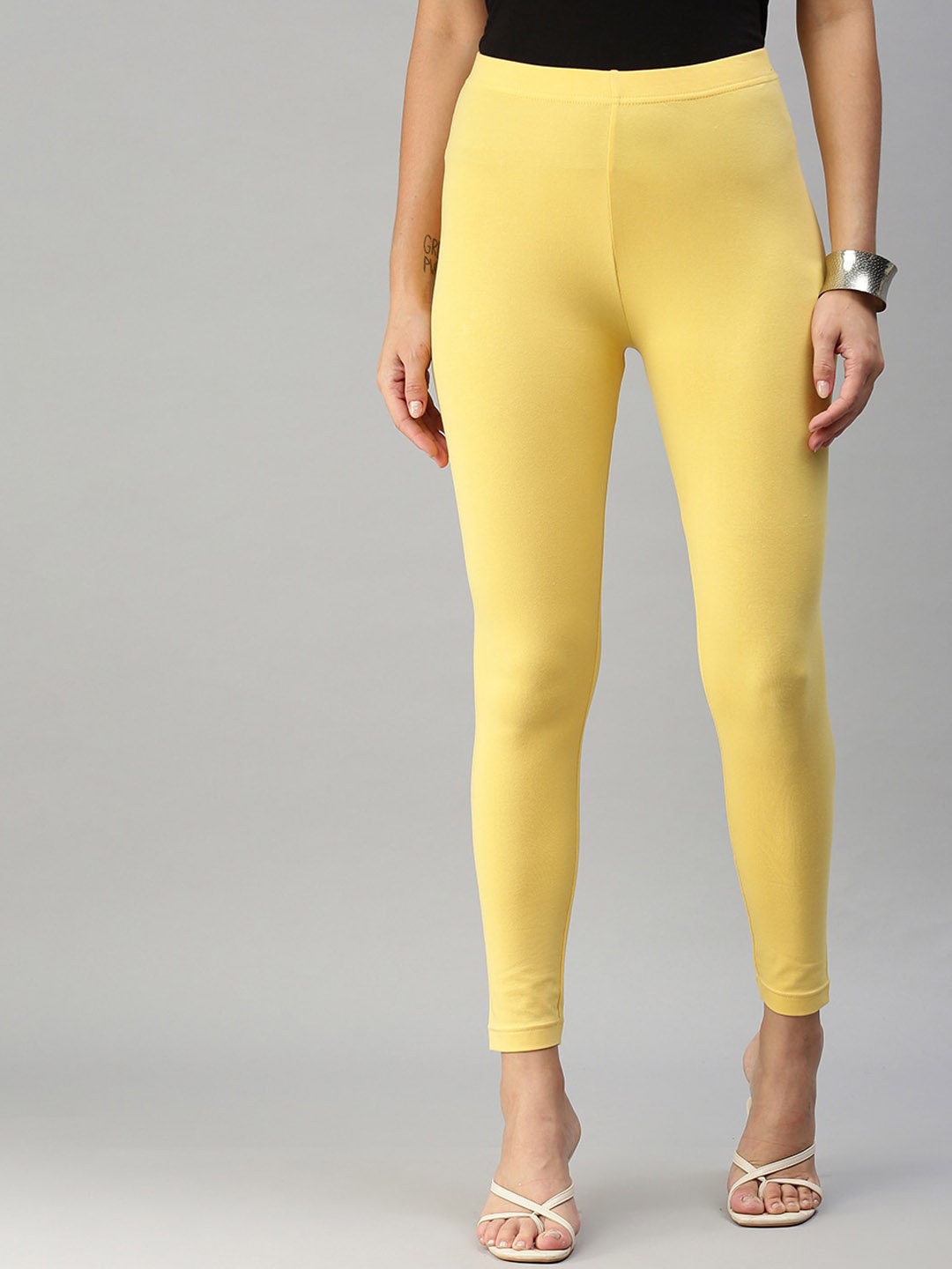 

De Moza Slim-Fit Cotton Ankle-Length Leggings, Yellow