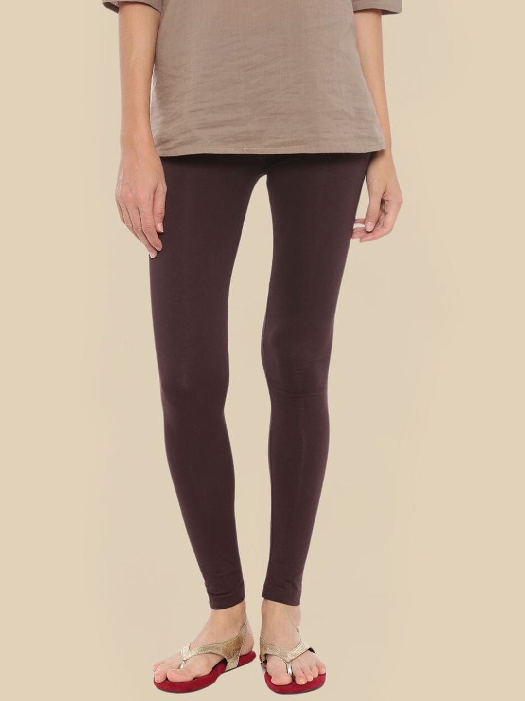 

De Moza Slim-Fit Cotton Ankle-Length Leggings, Brown