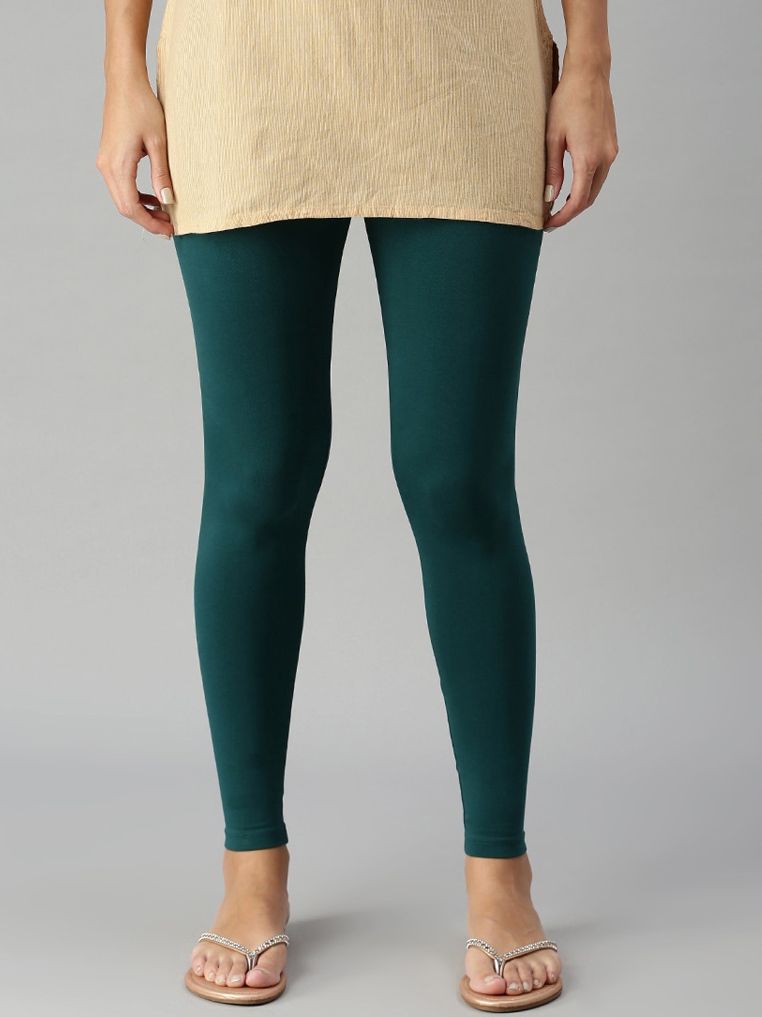 

De Moza Slim-Fit Cotton Ankle-Length Leggings, Green