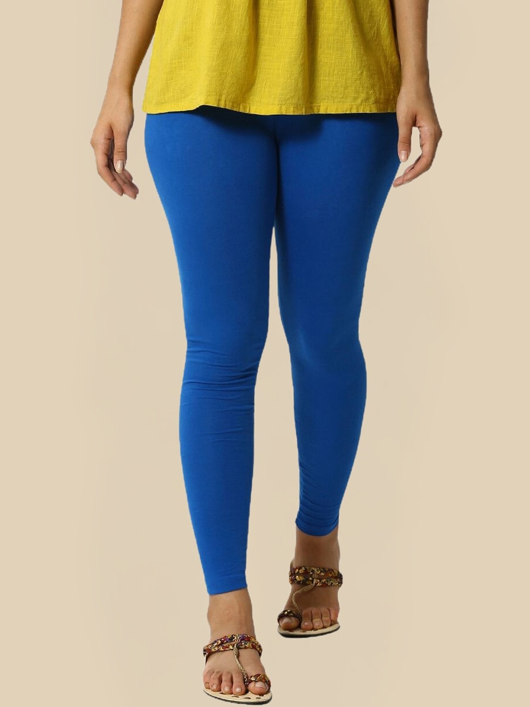 

De Moza Slim-Fit Cotton Ankle-Length Leggings, Blue