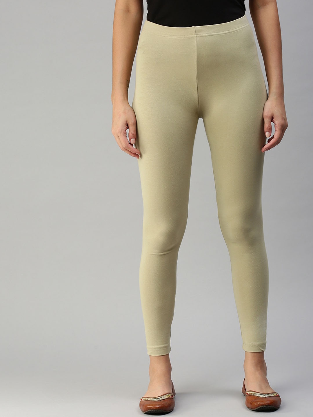 

De Moza Slim-Fit Cotton Ankle-Length Leggings, Lime green