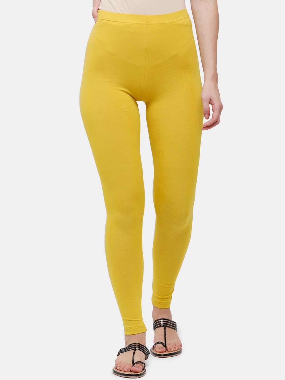 

De Moza Slim-Fit Cotton Ankle-Length Leggings, Yellow