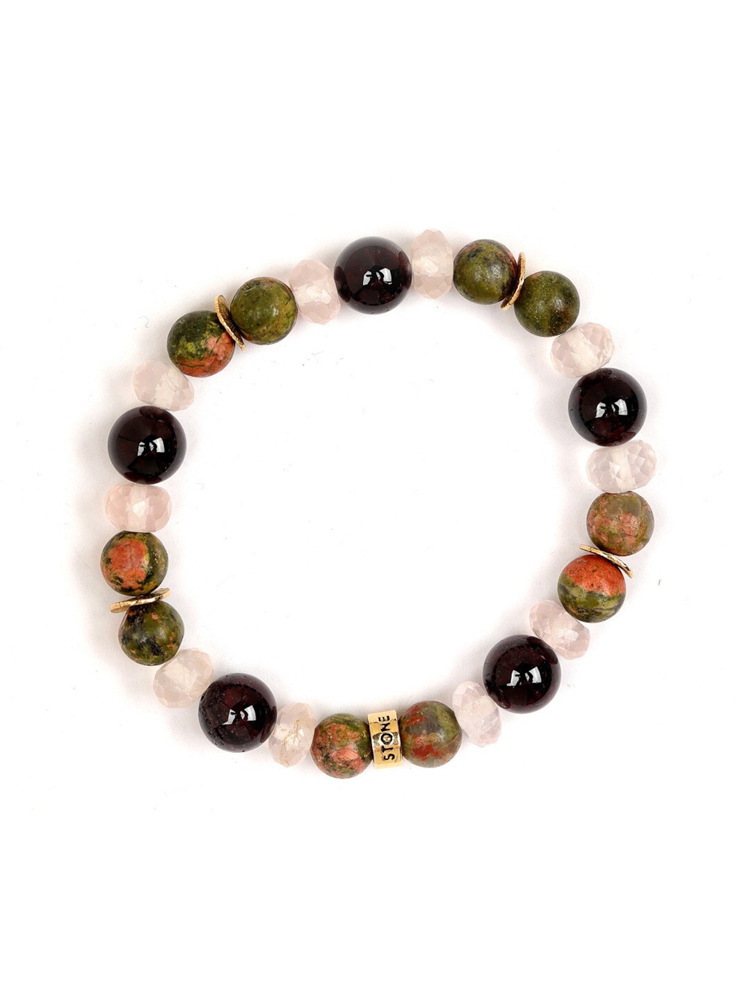 

Stone Story By Shruti Sterling Silver Garnet Rhodium-Plated Wraparound Bracelet