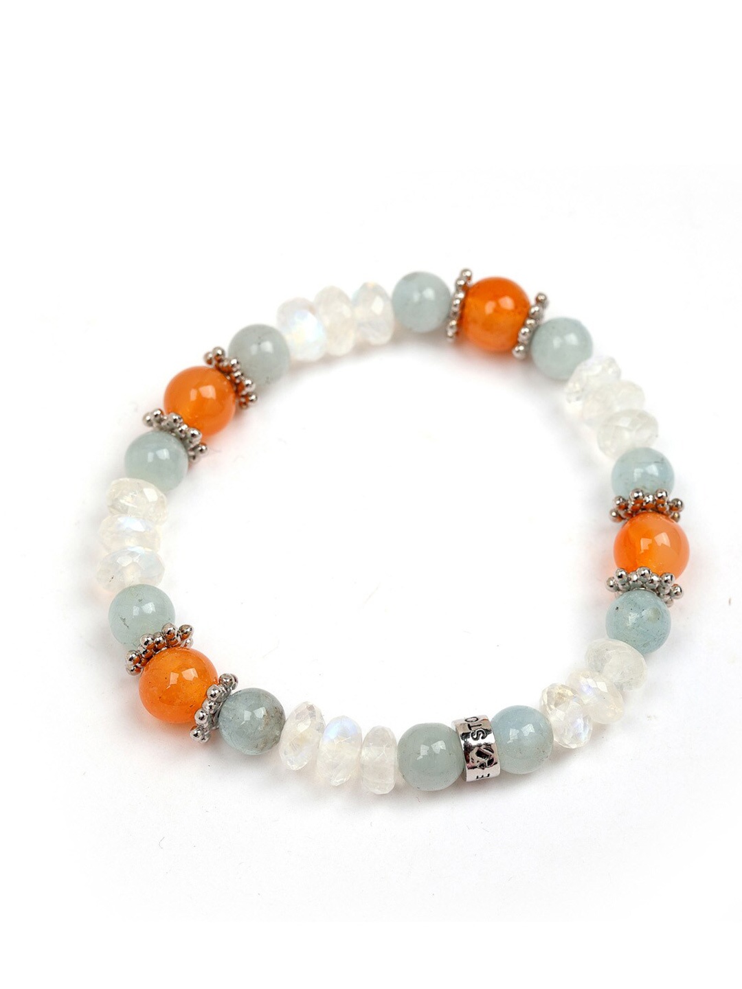 

Stone Story By Shruti Sterling Silver Garnet Rhodium-Plated Wraparound Bracelet