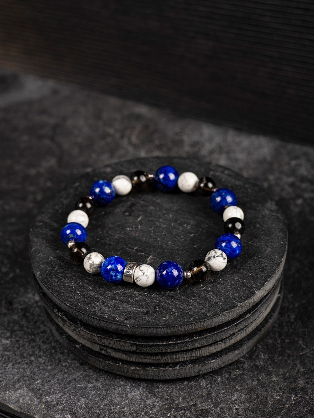 

Stone Story By Shruti Women Sterling Silver Lapis Lazuli Rhodium-Plated Bracelet