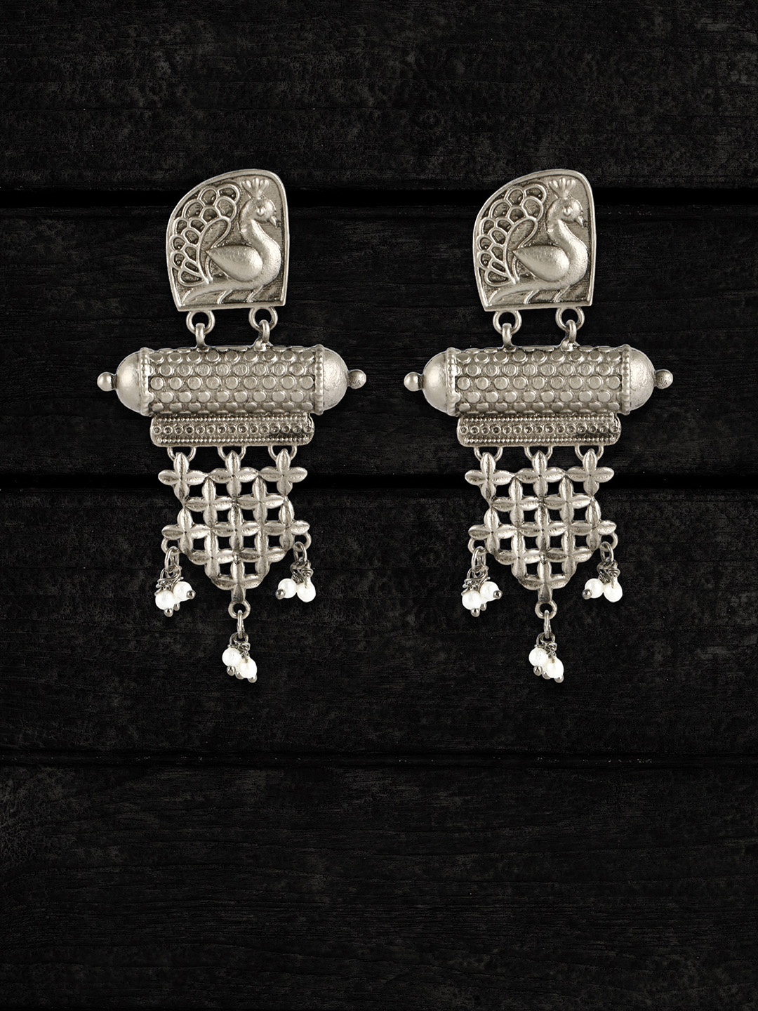 

Sangria Silver-Plated Oxidised Drop Earrings