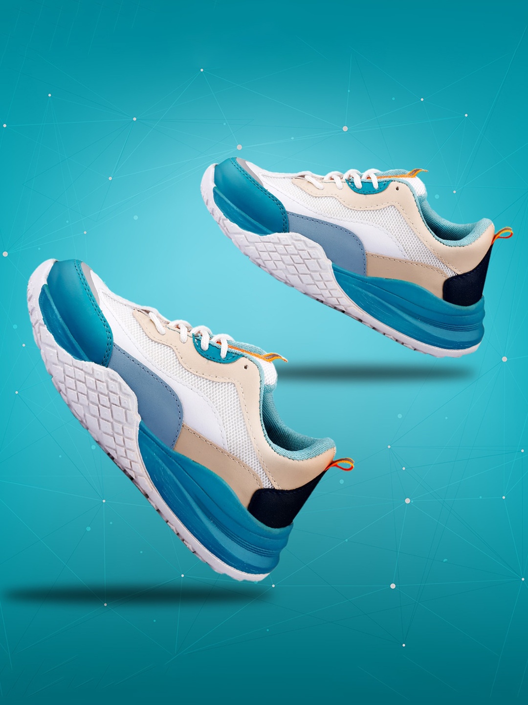 

Bxxy Women Colourblocked Round Toe Flymesh Mesh Sneakers, Blue