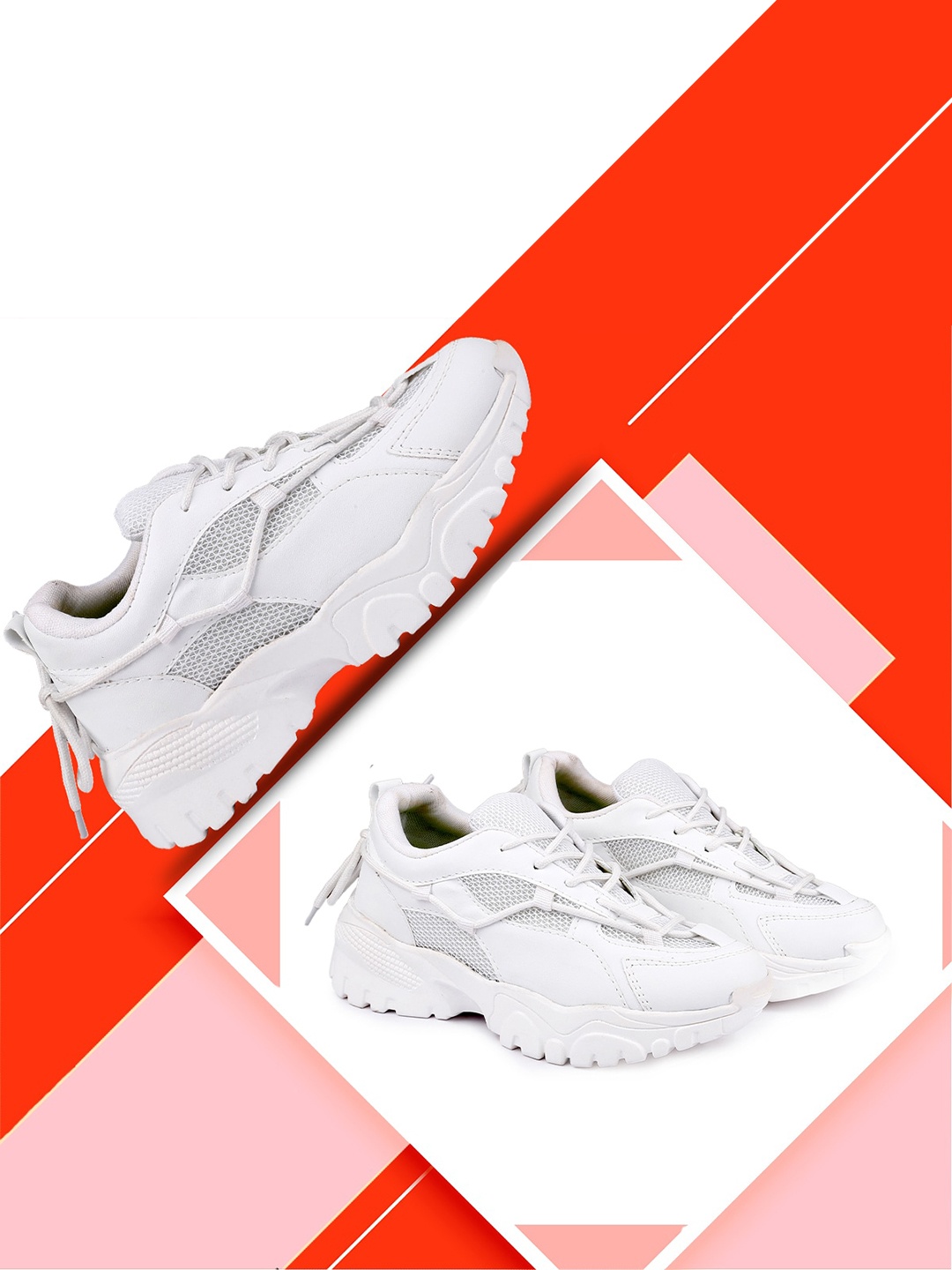 

Bxxy Women Textured Round Toe Flymesh Mesh Sneakers, White