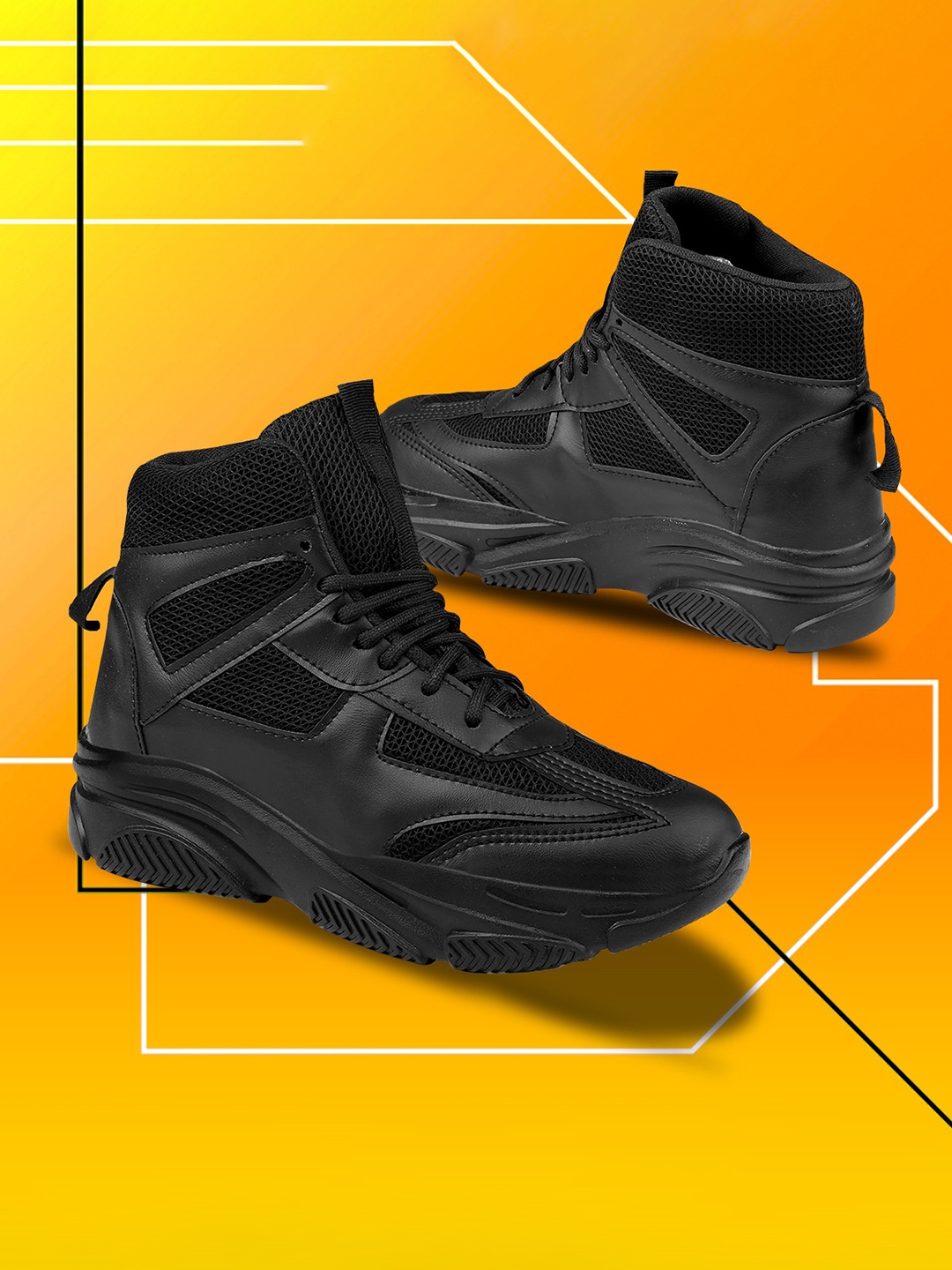 

Bxxy Women Round Toe Flymesh Mesh Mid-Top Sneakers, Black
