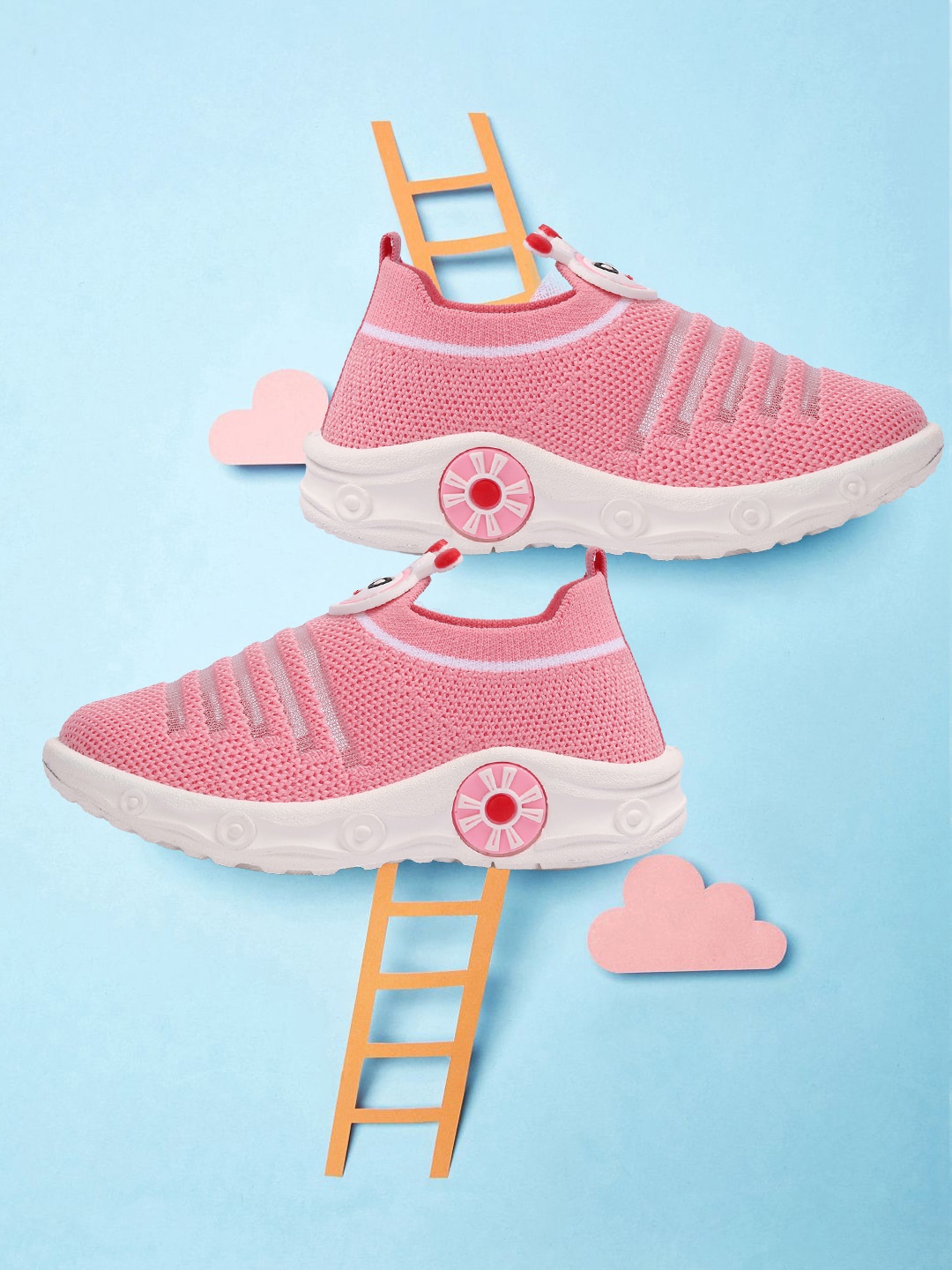 

SPRENGE Girls Textured Comfort Insole Contrast Sole Musical Slip-On Sneakers, Pink
