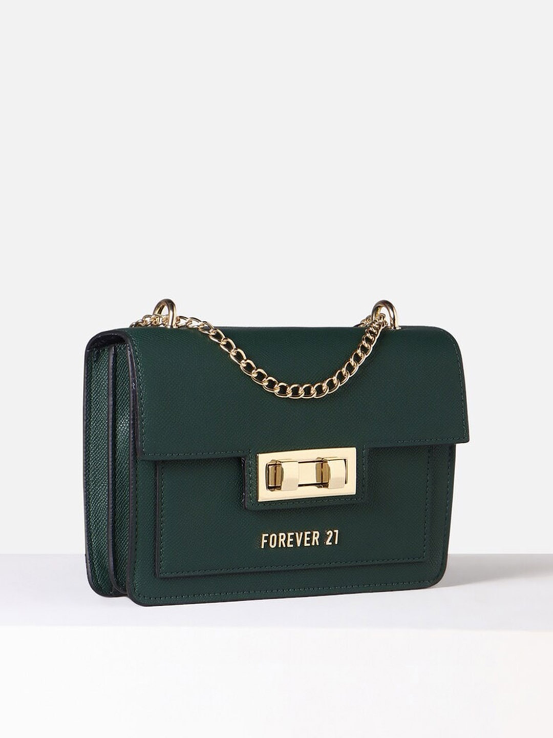 

FOREVER 21 Textured Structured Sling Bag, Green