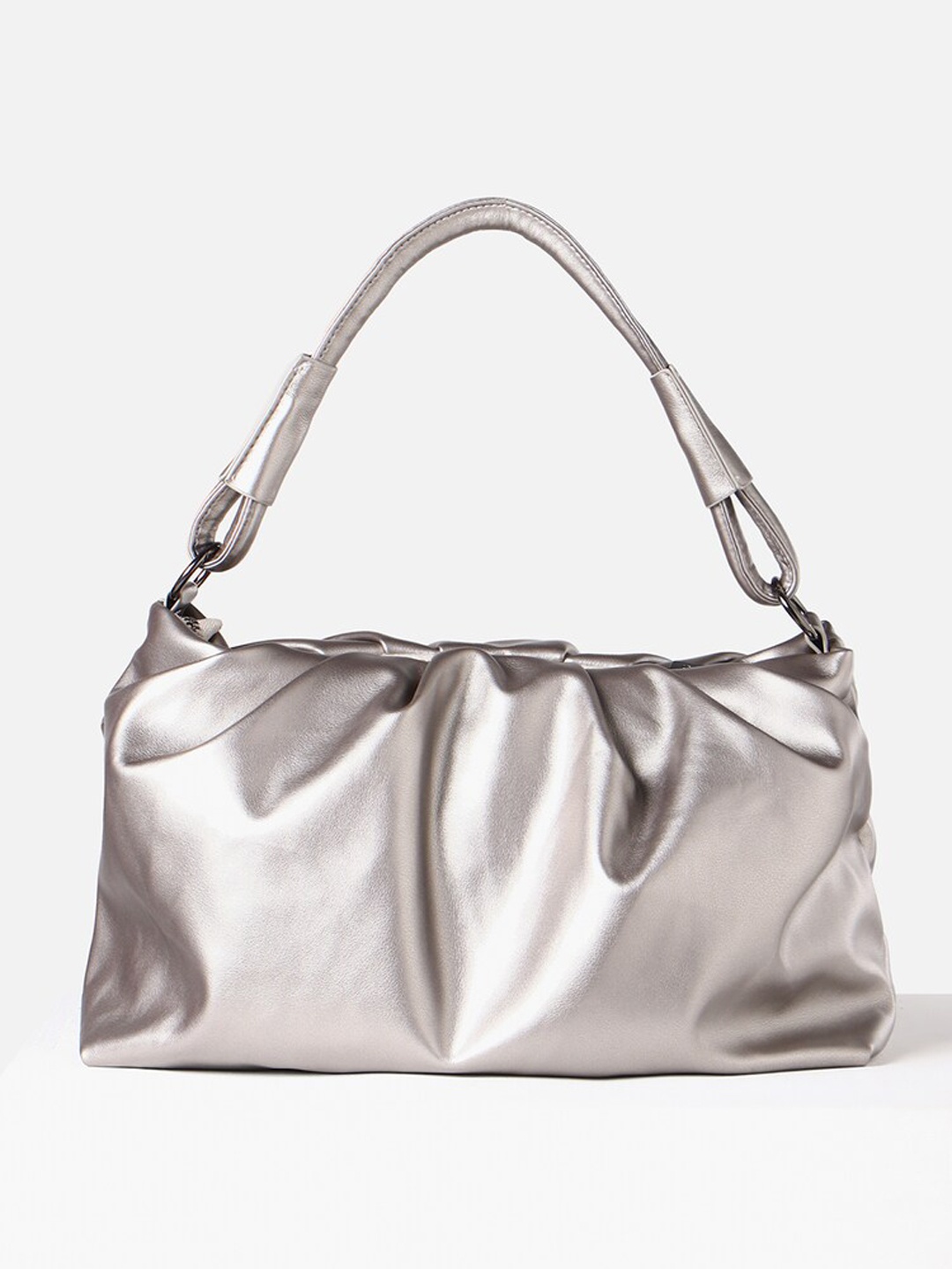 

FOREVER 21 Silver Toned Structured Handheld Bag