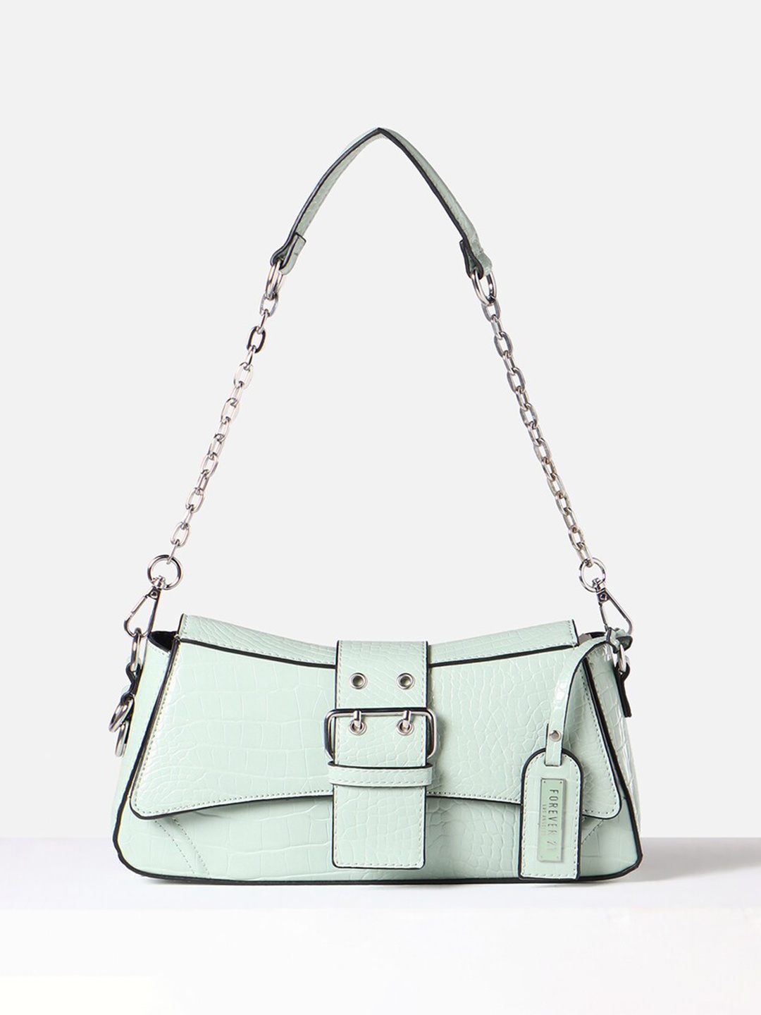 

FOREVER 21 Textured Baguette Shoulder Bag, Green