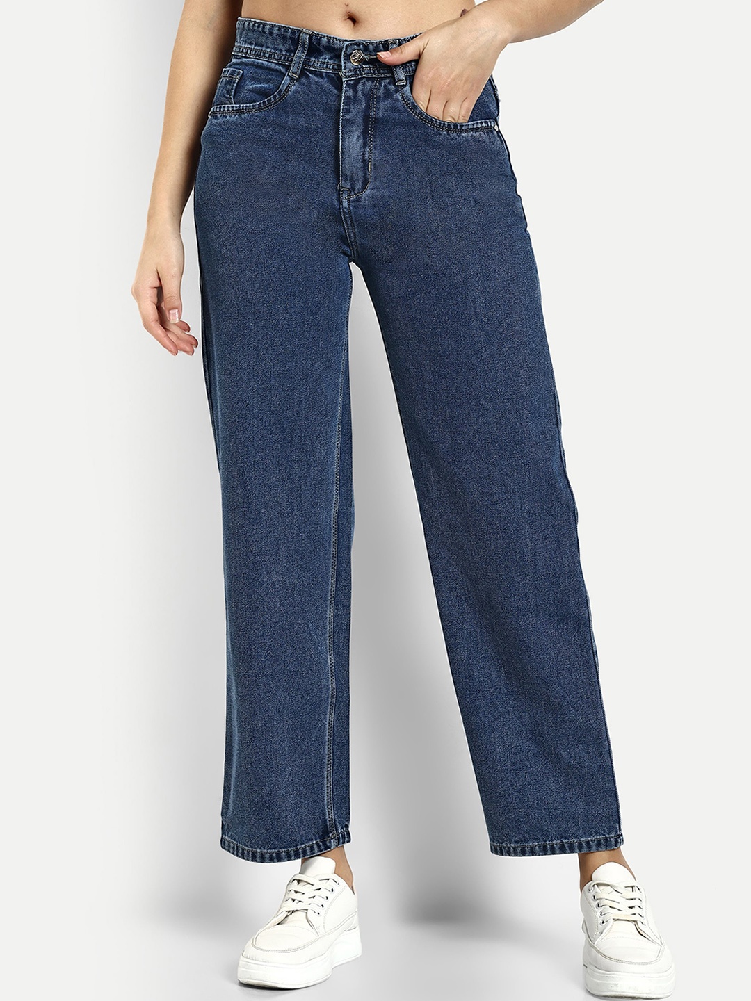 

BROADSTAR Women Smart Straight Fit High-Rise Jeans, Blue
