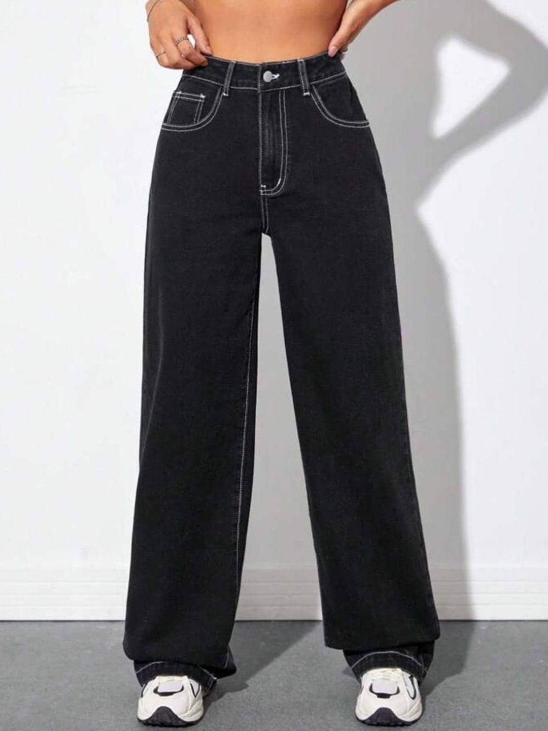 

BROADSTAR Women Smart Straight Fit High-Rise Jeans, Black