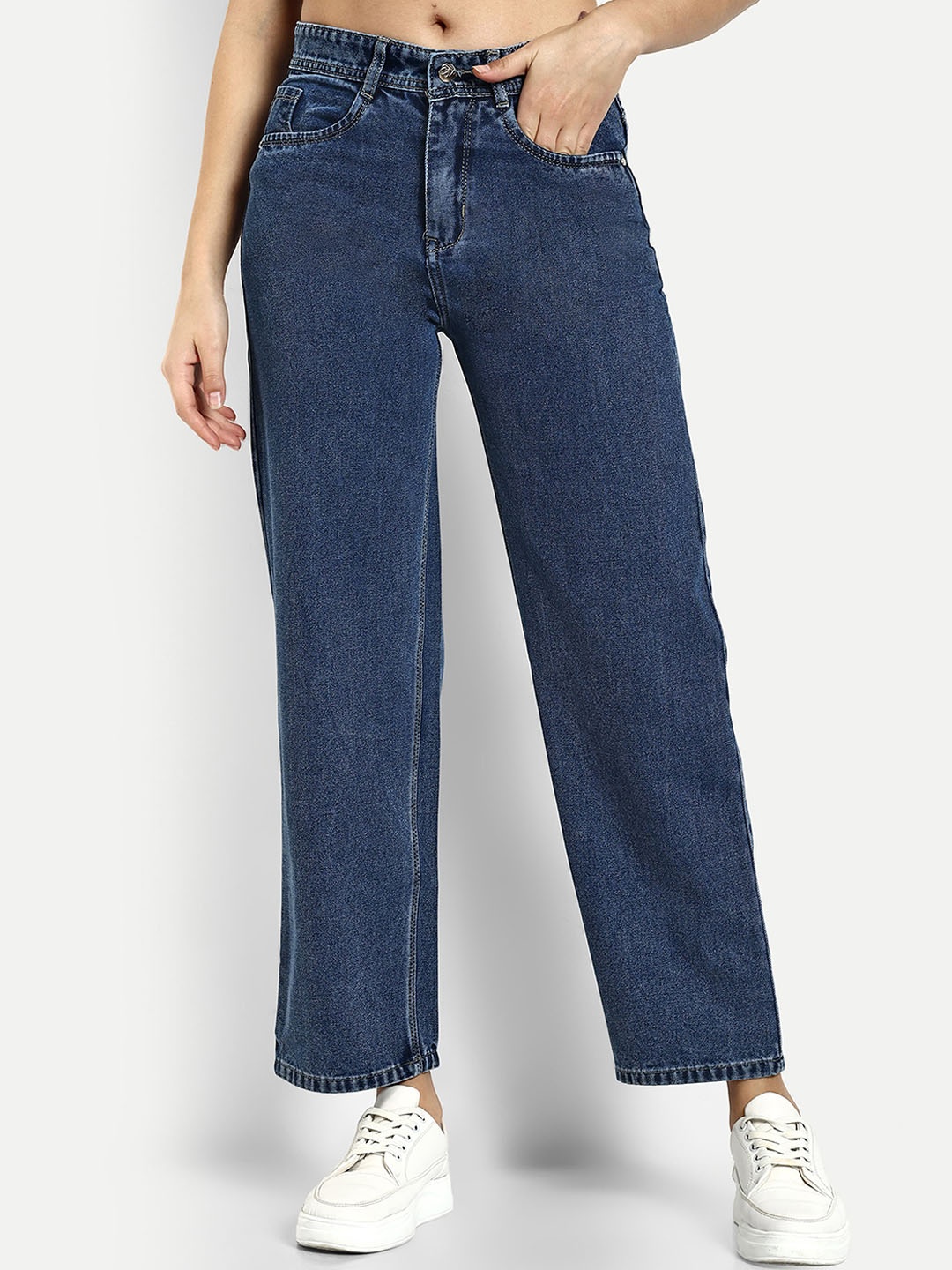 

BROADSTAR Women Smart Straight Fit High-Rise Jeans, Blue