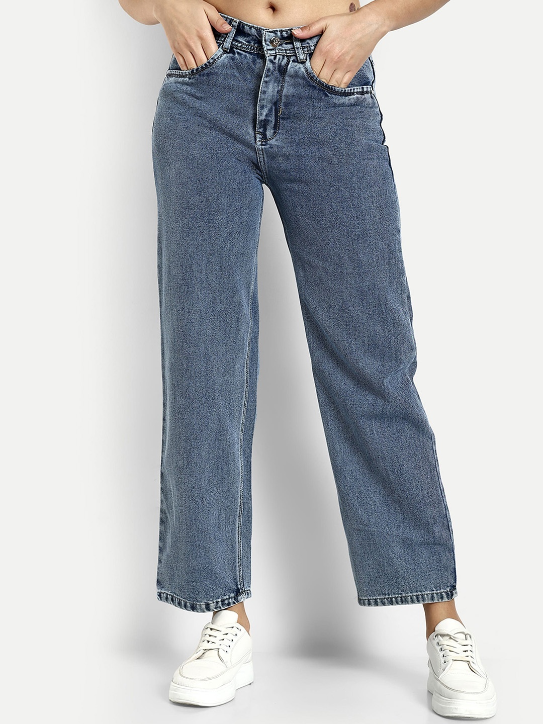 

BROADSTAR Women Smart Straight Fit High-Rise Jeans, Blue