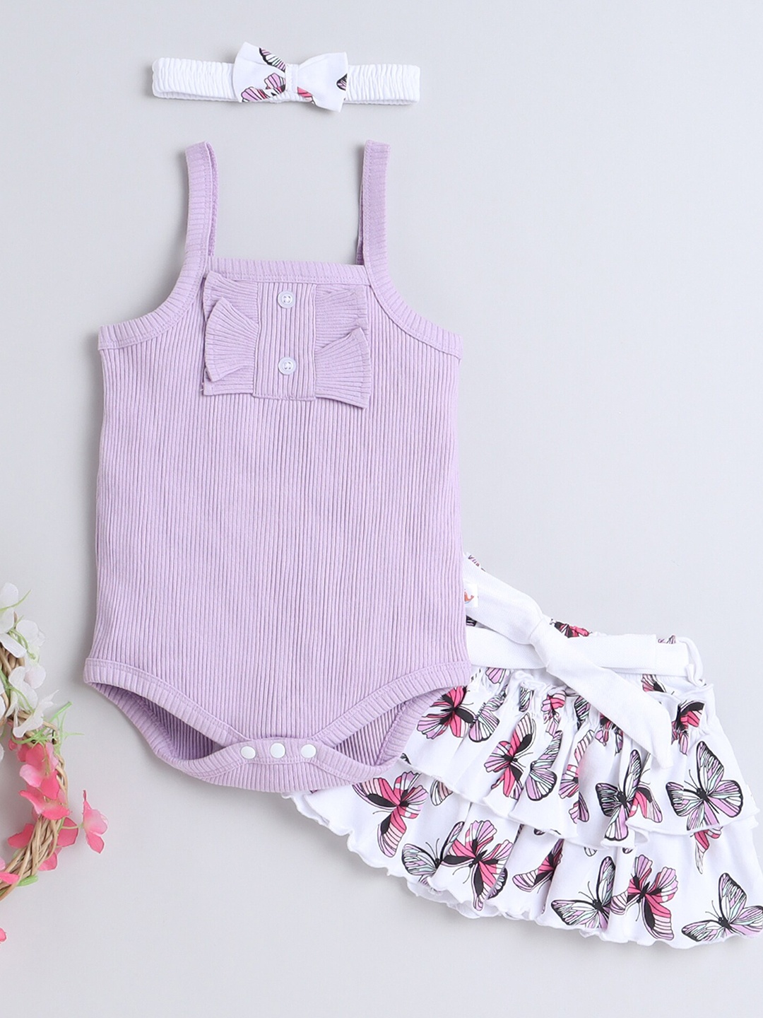 

BUMZEE Girls Sleeveless Bodysuit & Skirt, Lavender