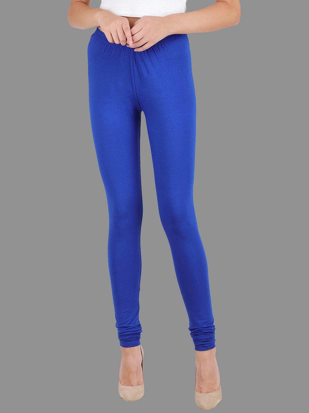 

FFU Slim Fit Mid-Rise Churidar-Length Leggings, Blue