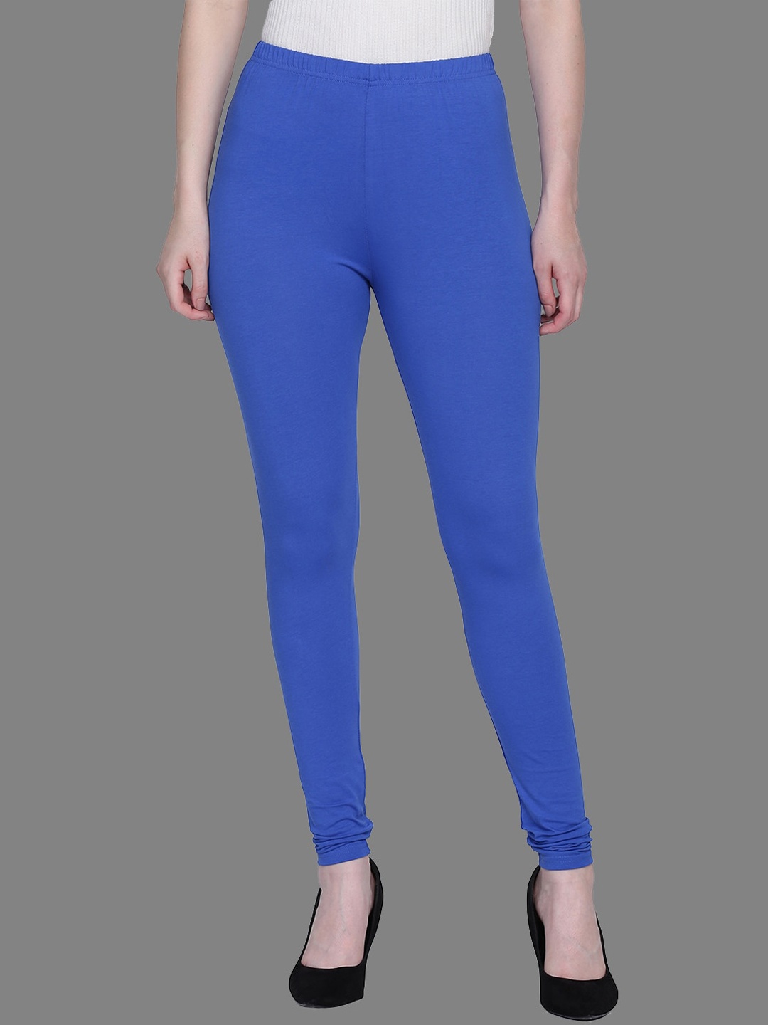 

FFU Slim Fit Mid-Rise Churidar-Length Leggings, Blue
