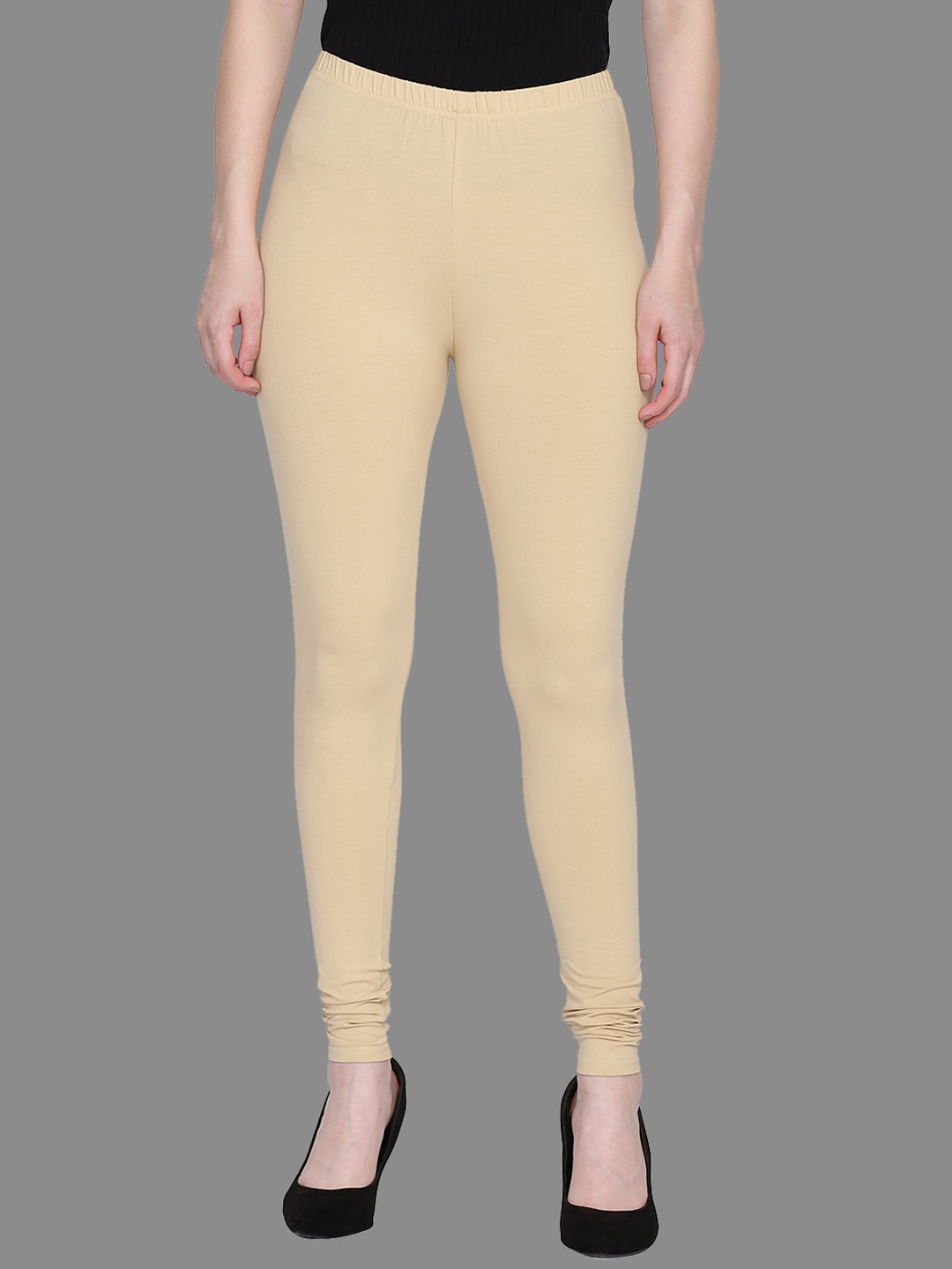 

FFU Slim Fit Mid-Rise Churidar-Length Leggings, Beige