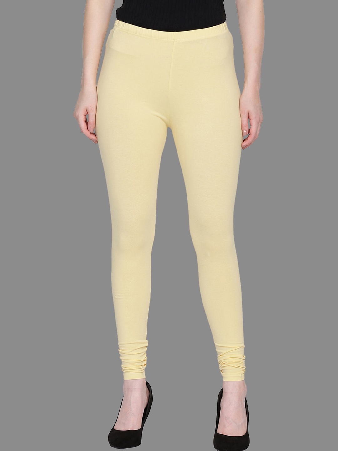 

FFU Slim Fit Mid-Rise Churidar Length Leggings, Yellow