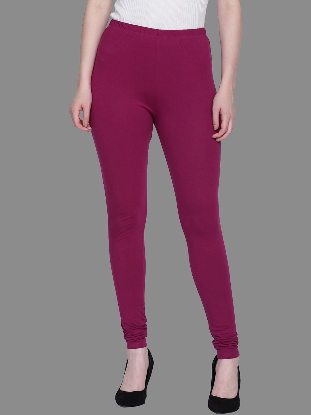 

FFU Slim Fit Mid-Rise Churidar Length Leggings, Violet