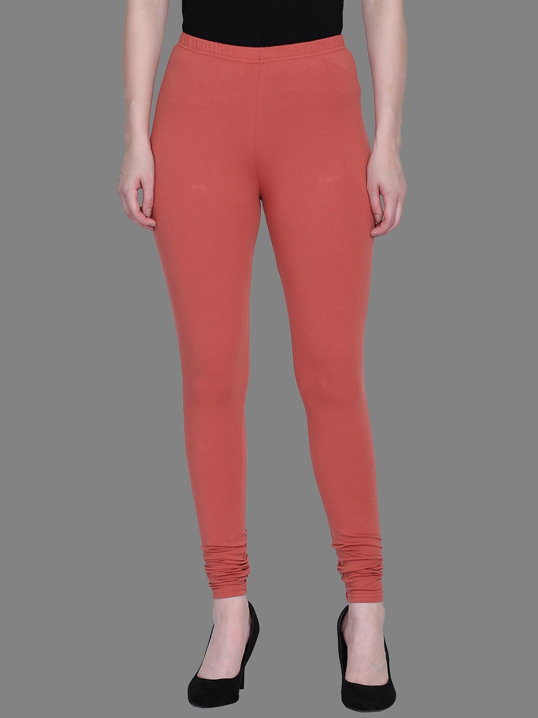 

FFU Slim Fit Mid-Rise Churidar-Length Leggings, Rust