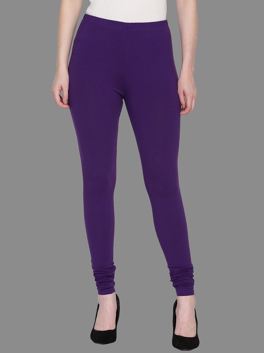 

FFU Slim Fit Mid-Rise Churidar-Length Leggings, Purple