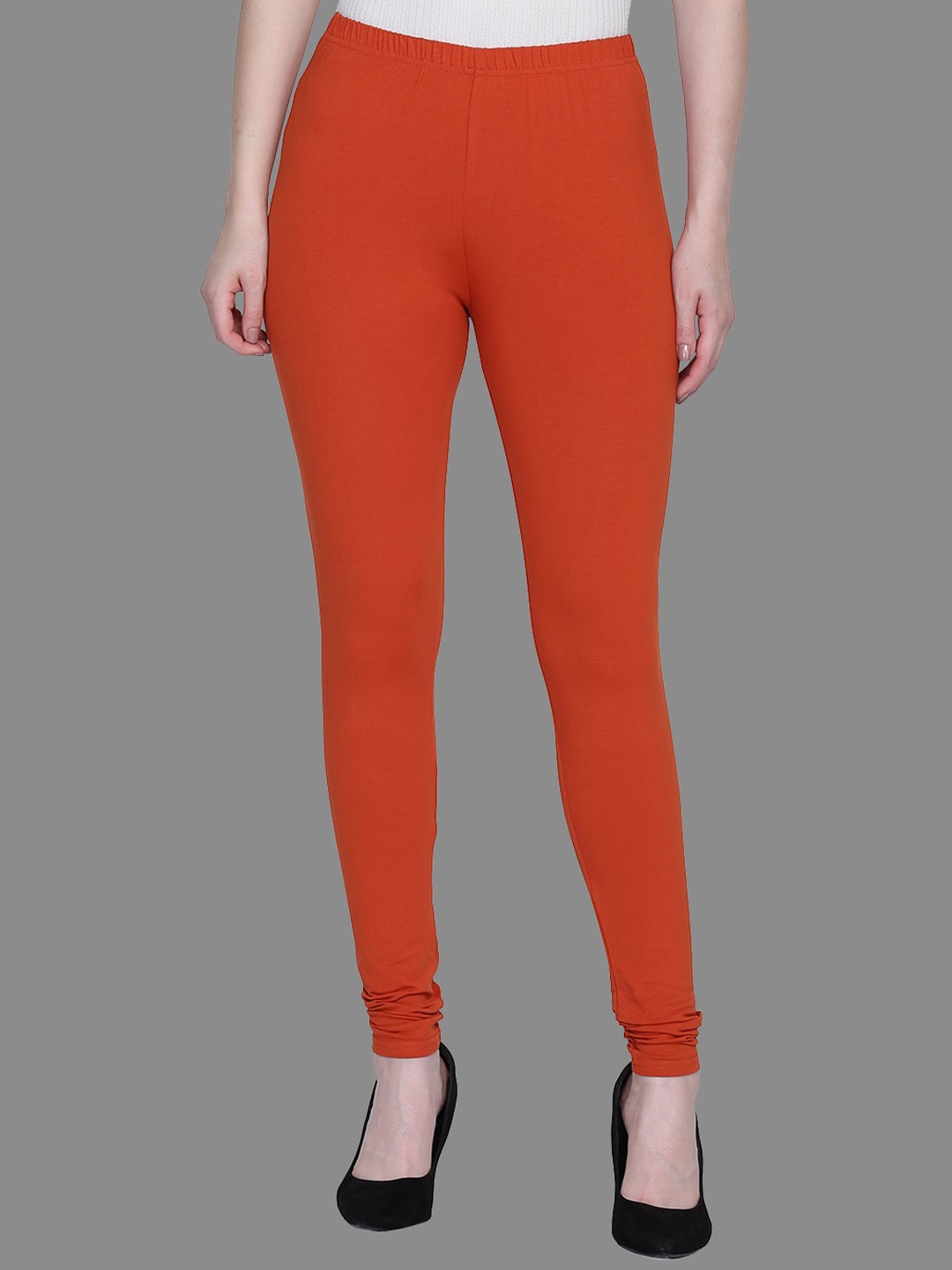 

FFU Slim Fit Mid-Rise Churidar Length Leggings, Rust