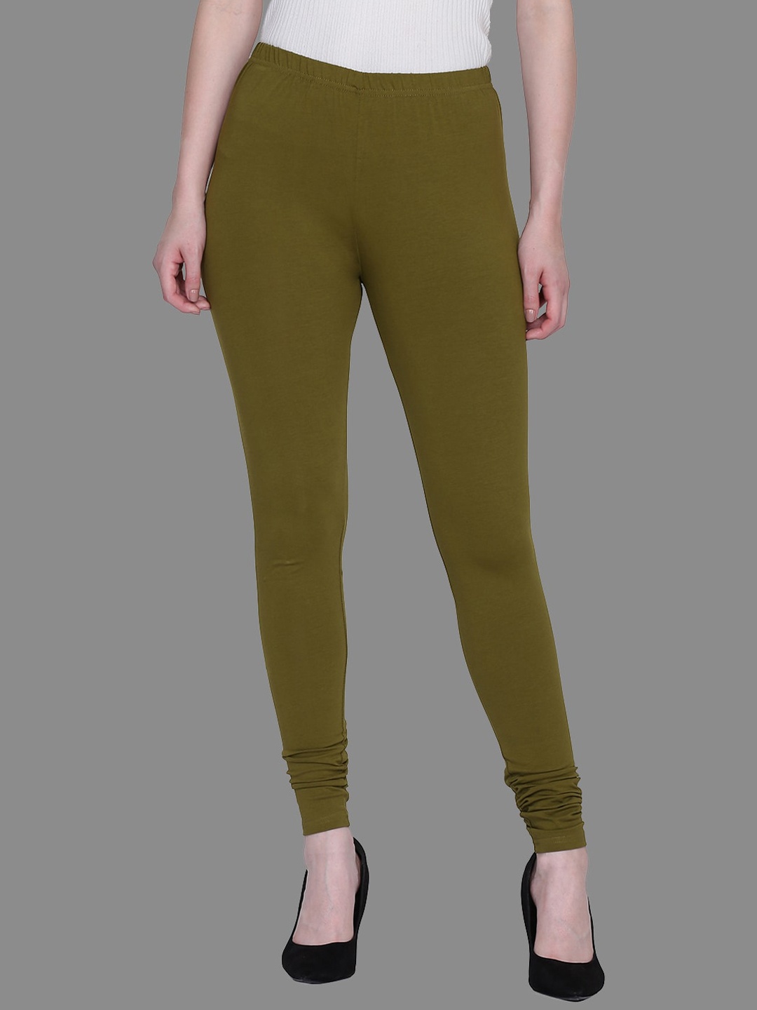 

FFU Slim Fit Mid-Rise Churidar Length Leggings, Green