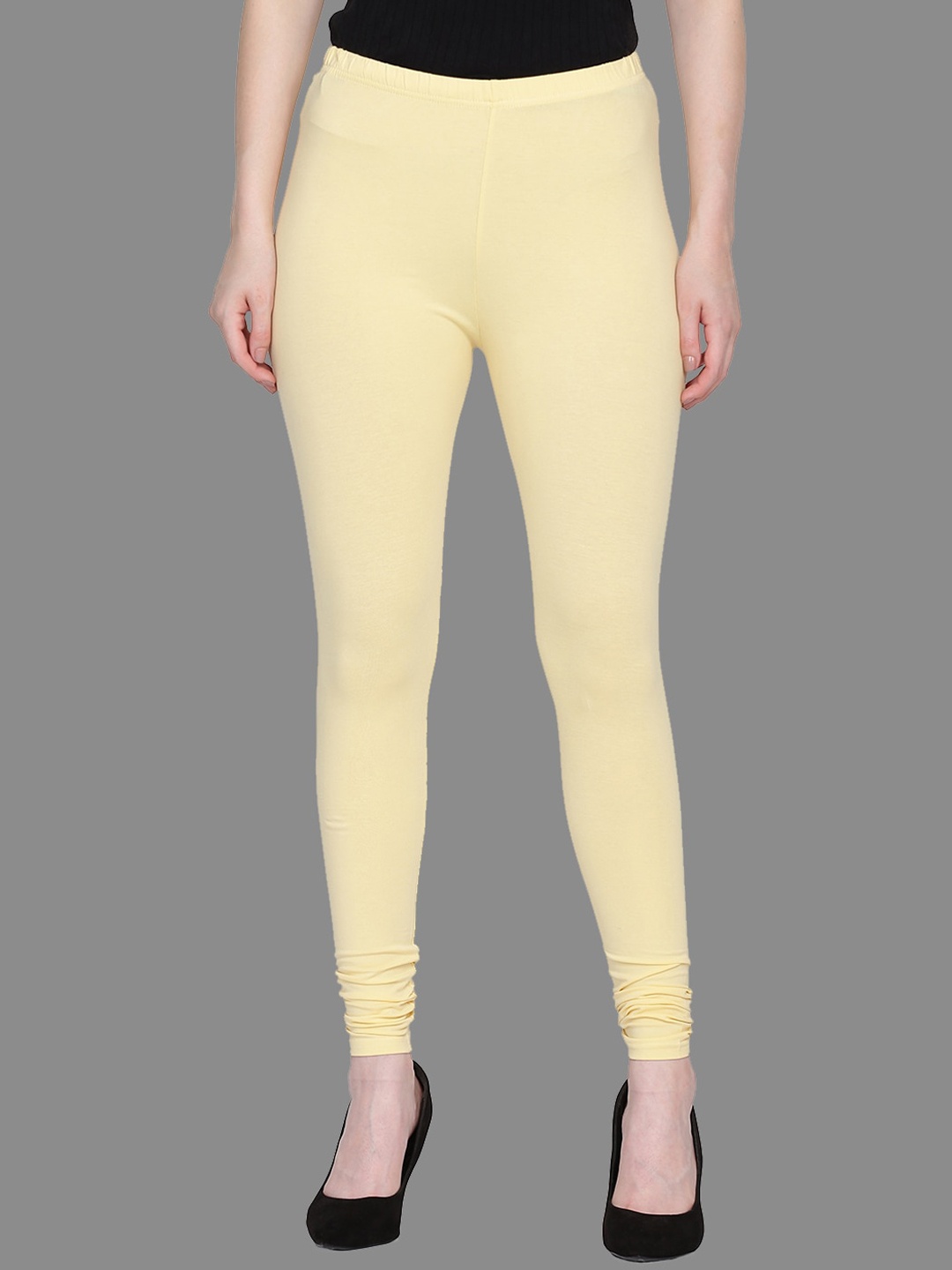 

FFU Slim Fit Mid-Rise Churidar-Length Leggings, Yellow