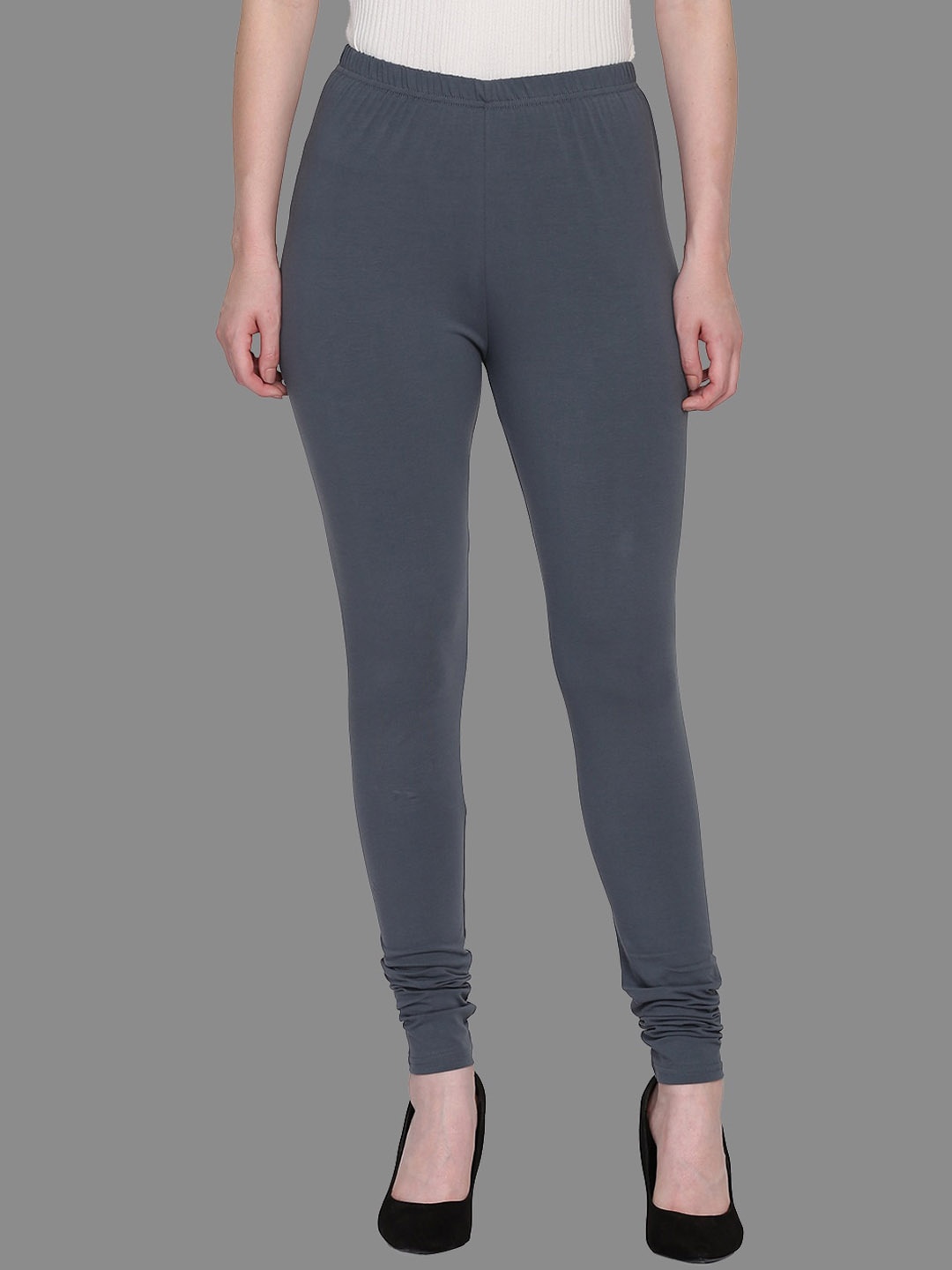 

FFU Slim Fit Mid-Rise Churidar-Length Leggings, Grey