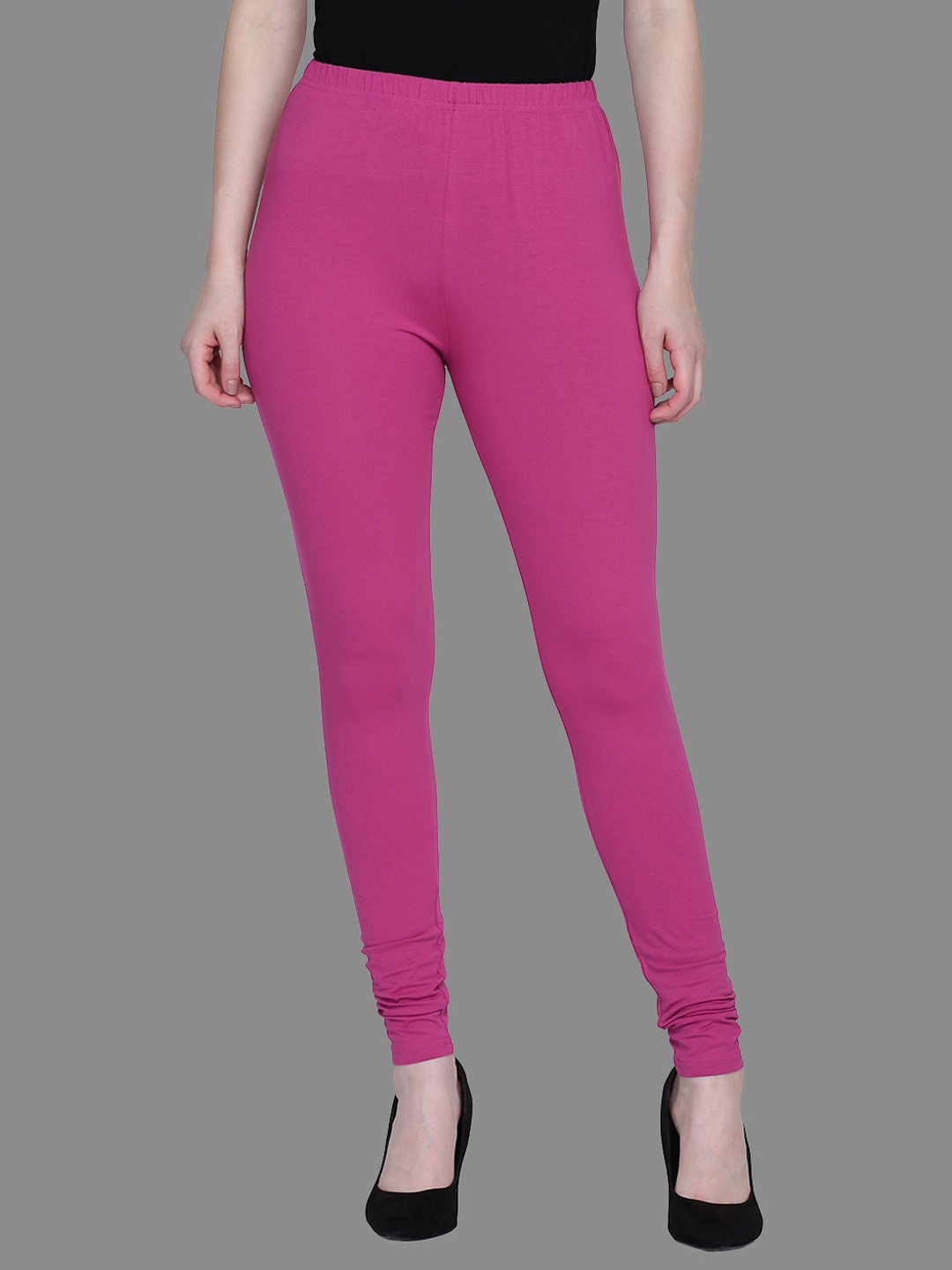 

FFU Slim Fit Mid-Rise Churidar-Length Leggings, Pink