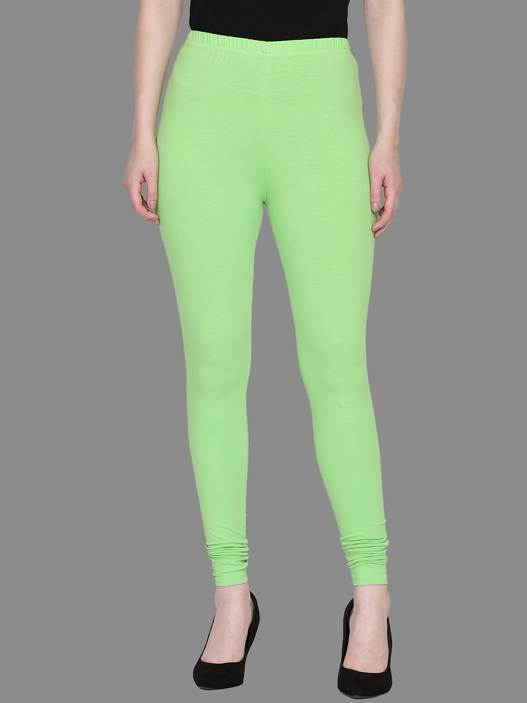 

FFU Slim Fit Mid-Rise Churidar-Length Leggings, Green