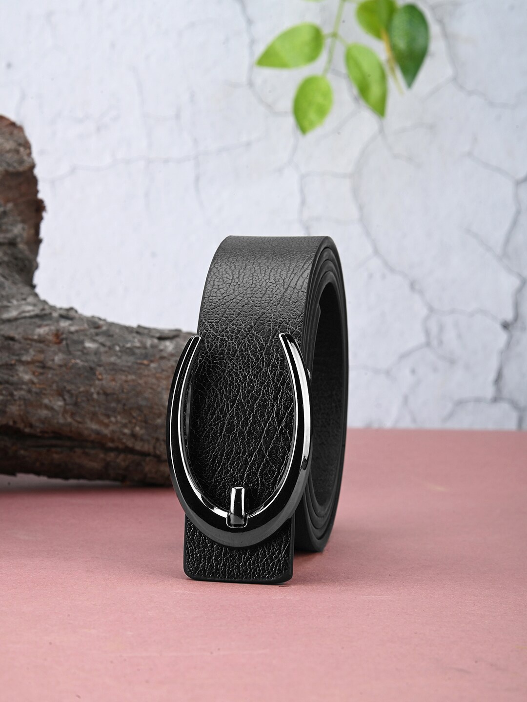 

BuckleUp Men Textured Formal Belt, Black