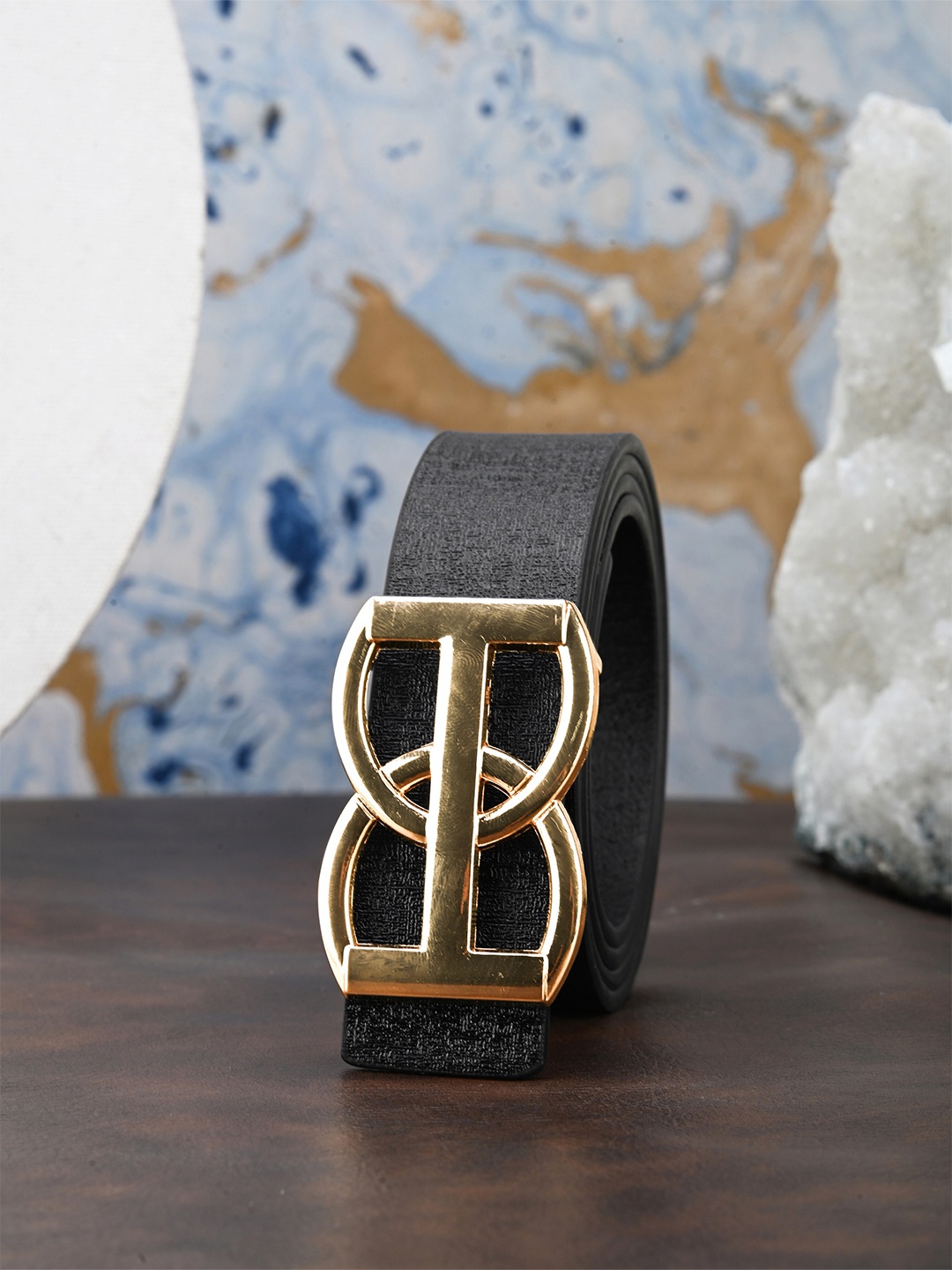 

BuckleUp Men Textured Formal Belt, Black