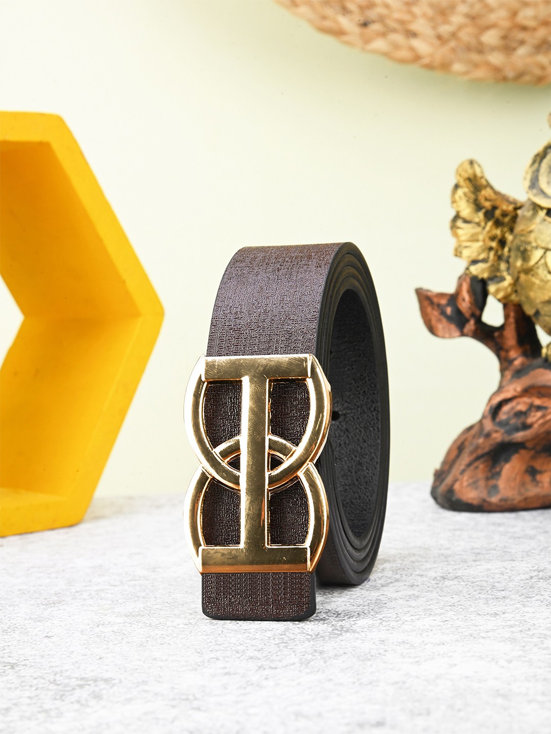 

BuckleUp Men Textured Belt, Brown
