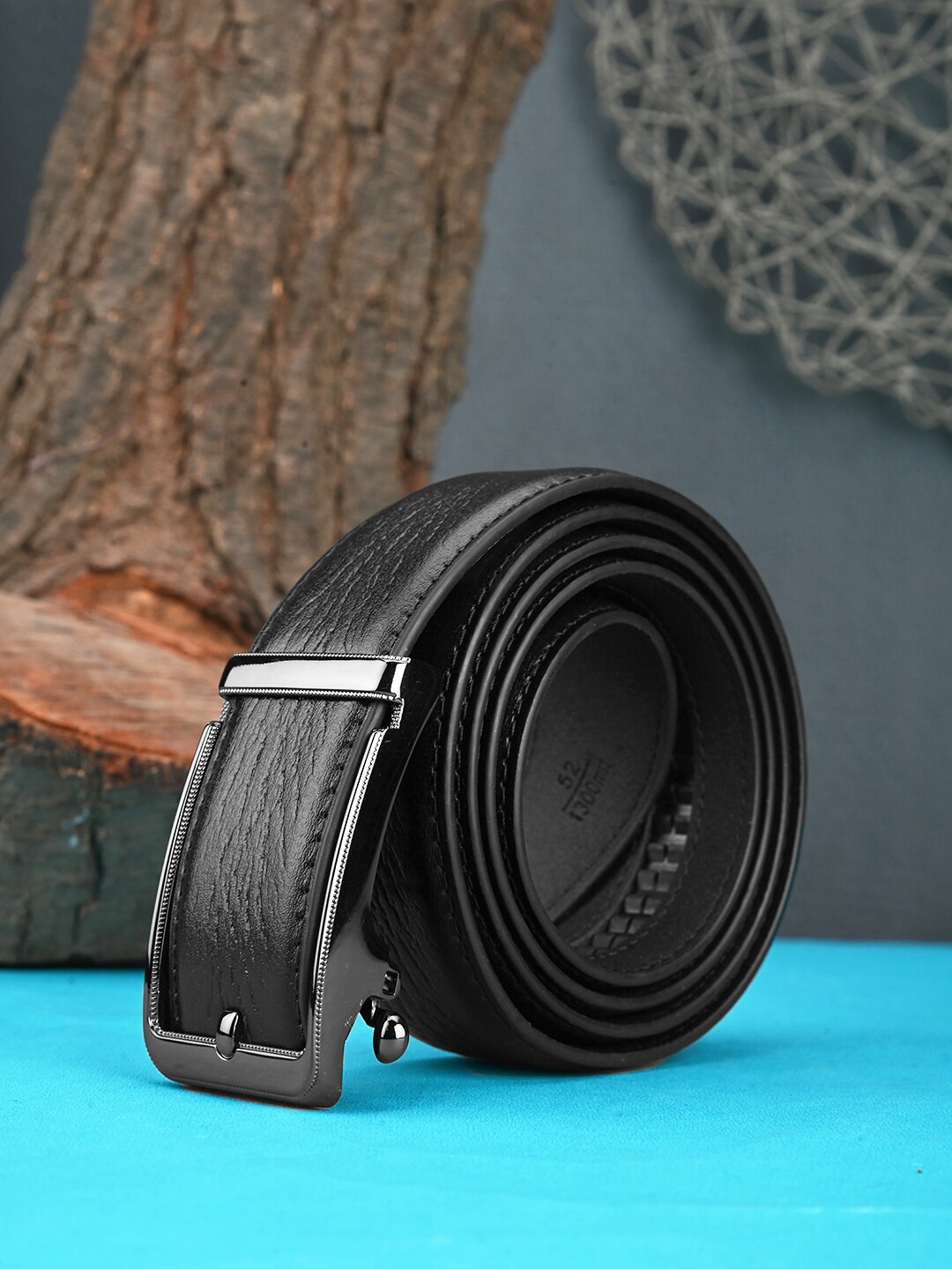 

BuckleUp Men Textured Formal Belt, Black