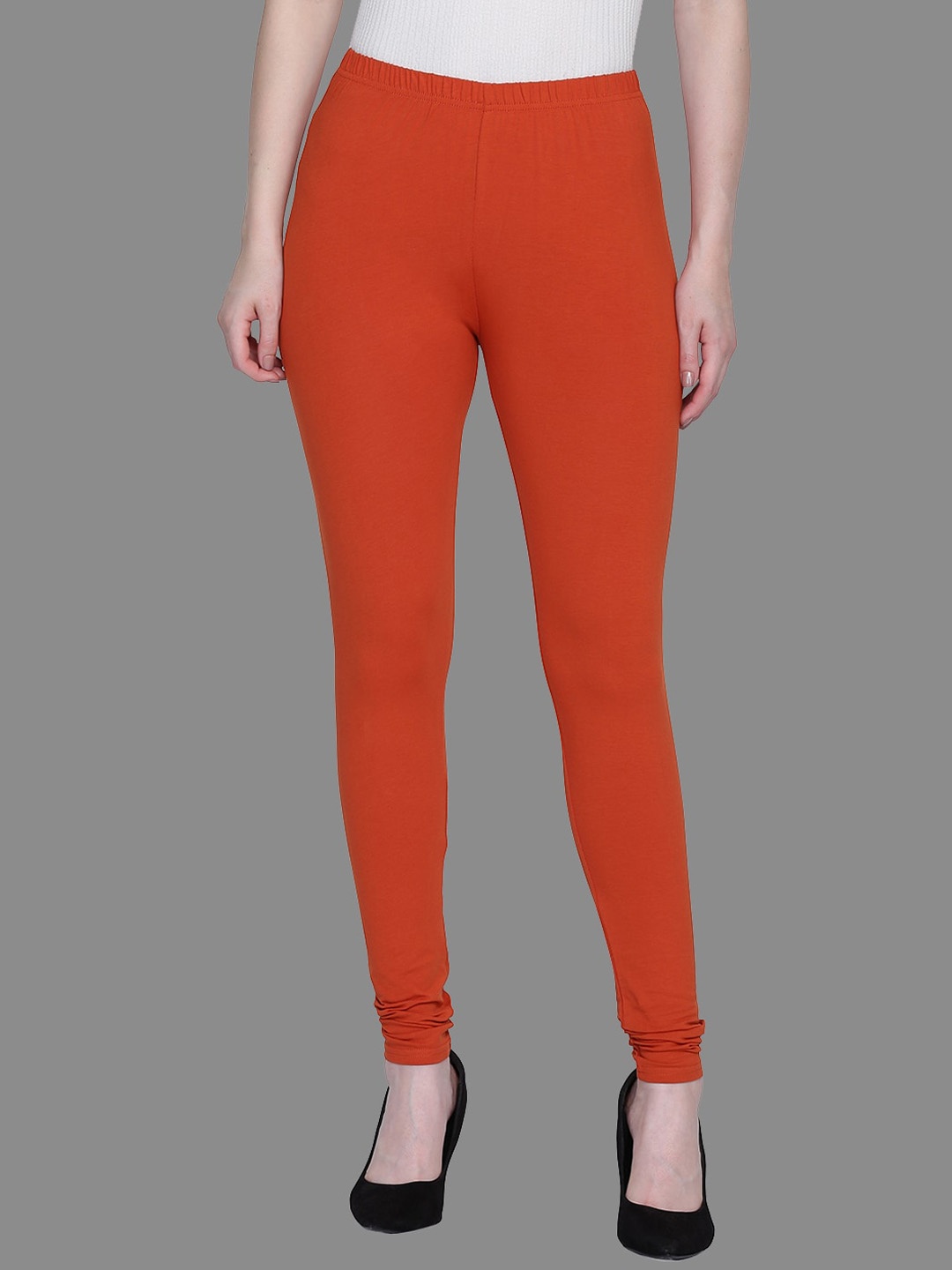 

FFU Slim Fit Mid-Rise Churidar-Length Leggings, Rust
