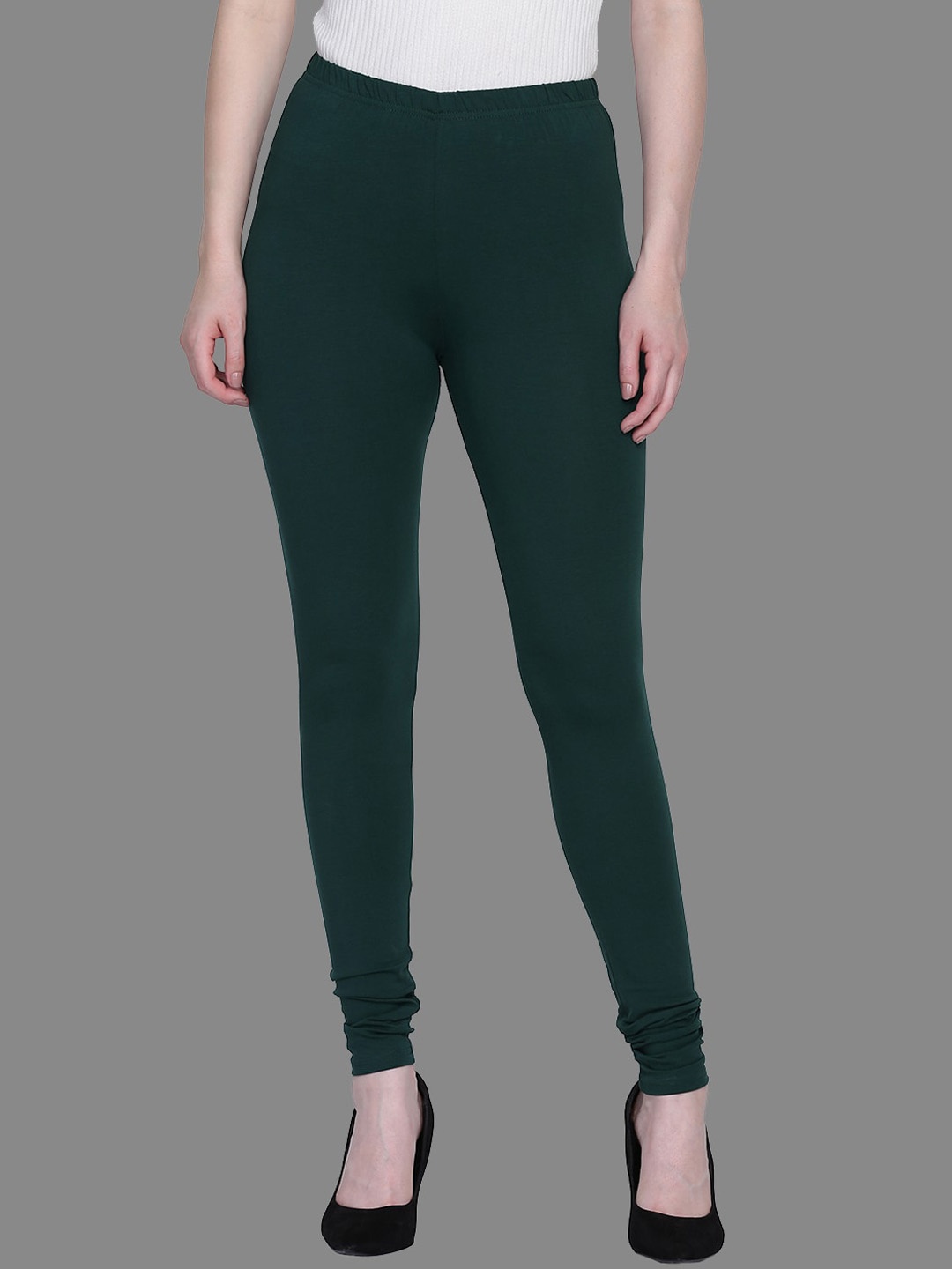 

FFU Slim Fit Mid-Rise Churidar-Length Leggings, Green