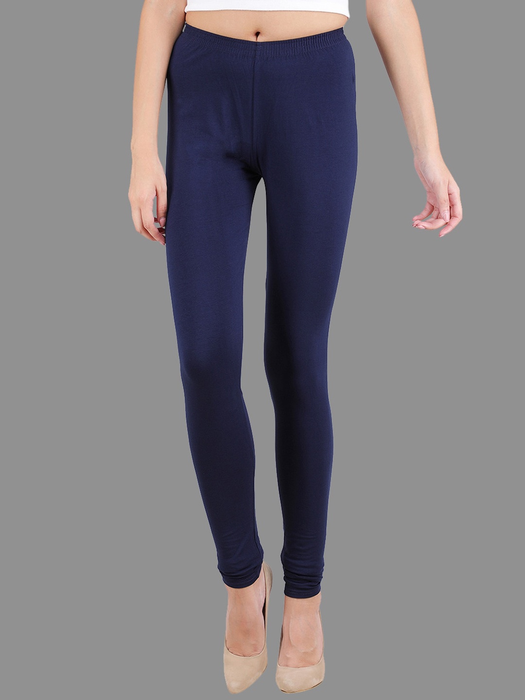 

FFU Slim Fit Mid-Rise Churidar-Length Leggings, Blue